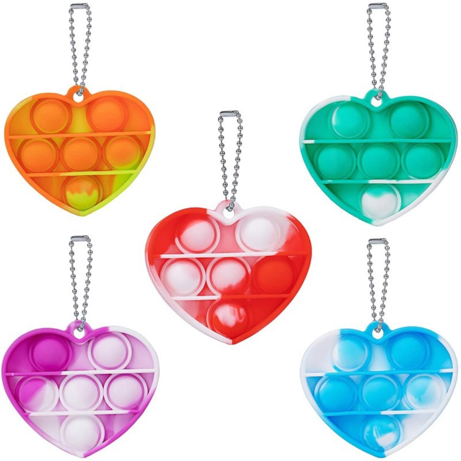 Heart-shaped Bubble Sensory Fidget Toy Keychain 3