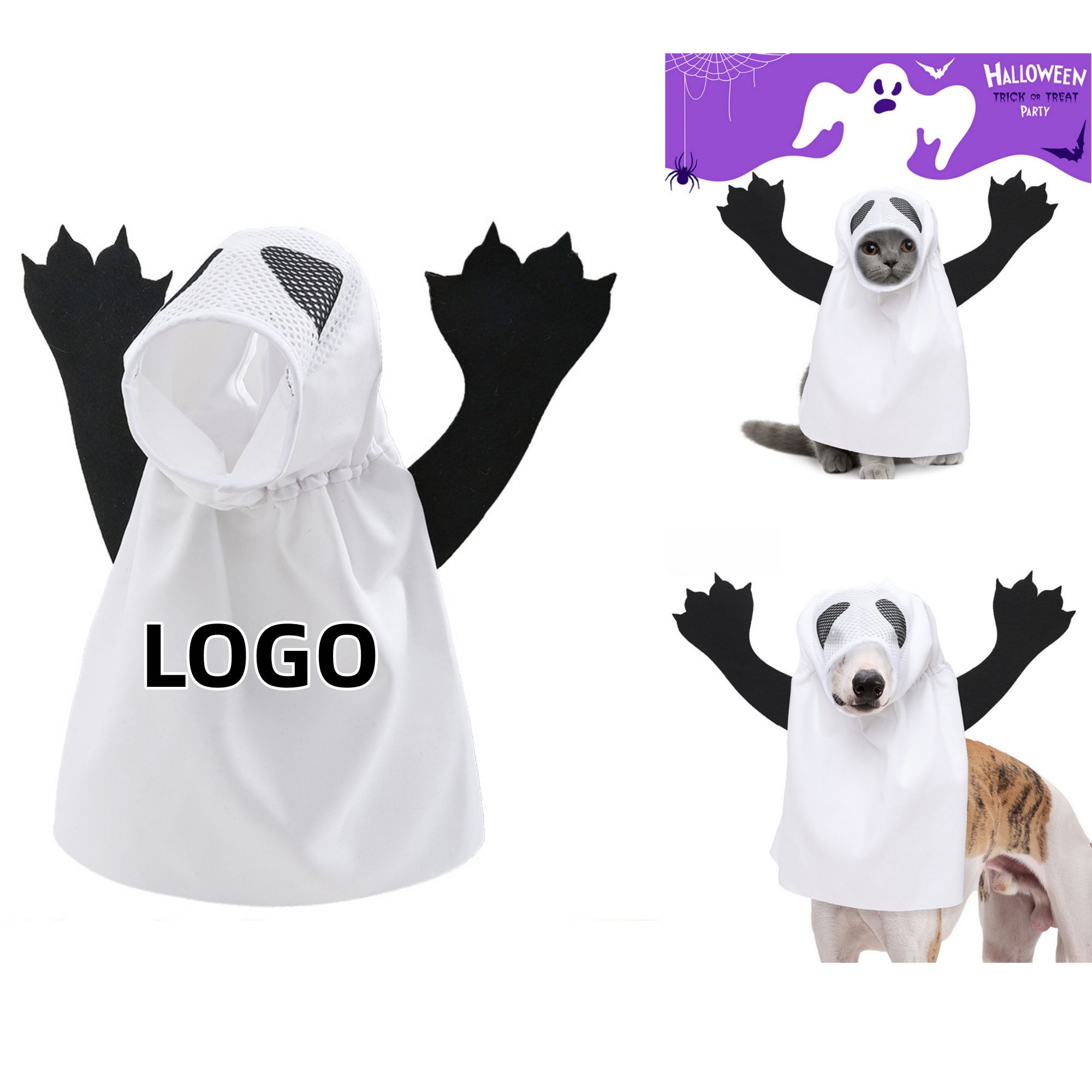 Pet Halloween ghost transformation costume