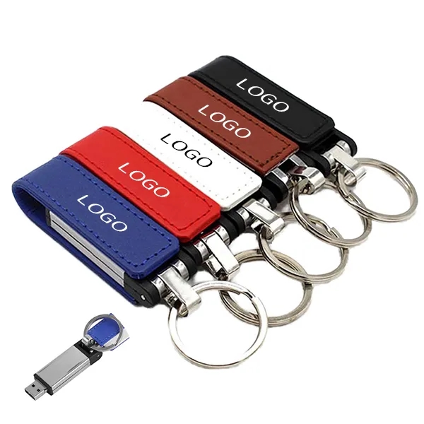 32GB Leather USB Keychain - High-Speed 3.0 Flash Drive 7