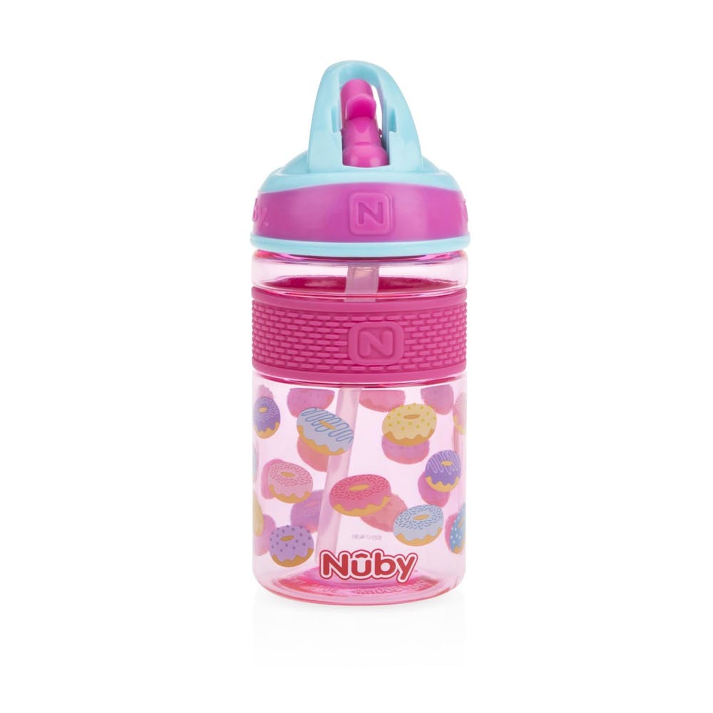 Nuby Freestyle Hard Straw Cups - Pink Donuts 12 oz 2