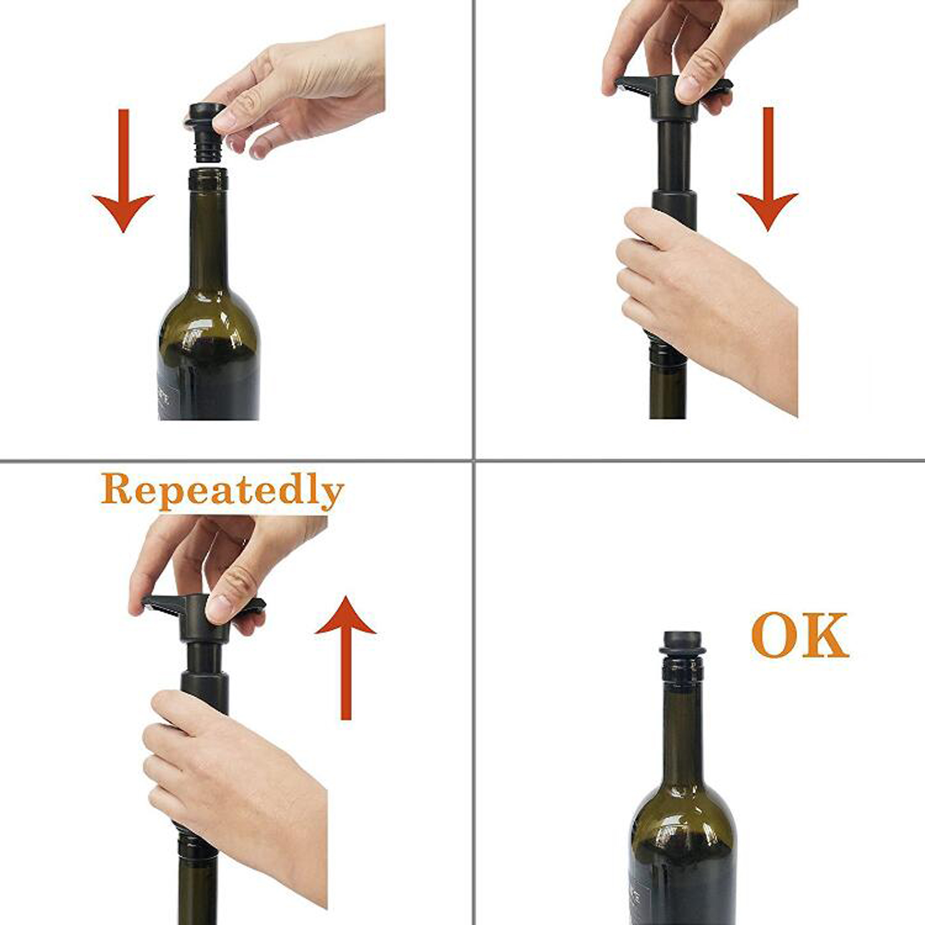 Vacuum Wine Saver Pump with Stoppers Black 3