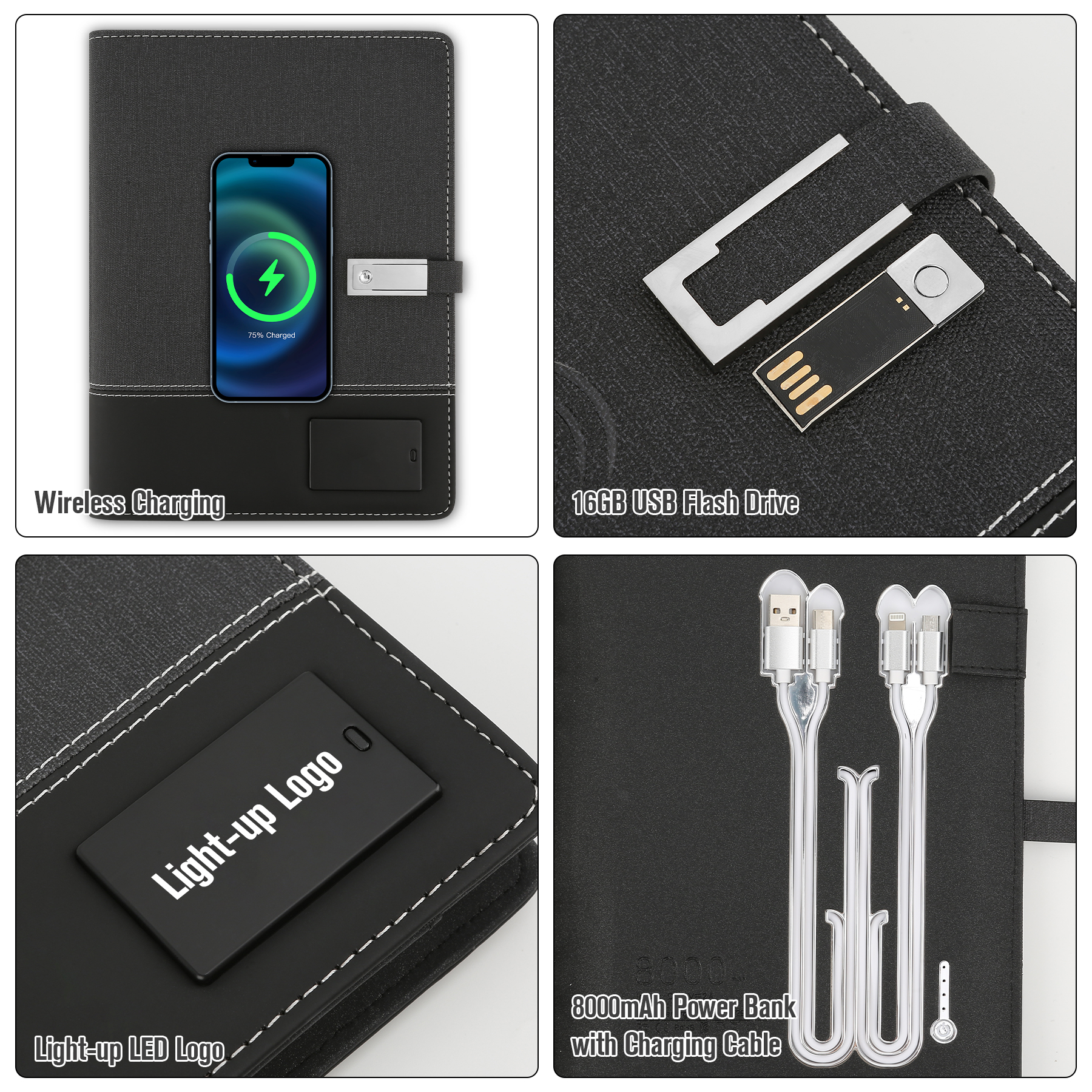 Executive 8000mAh Charging Portfolio With 16GB USB Drive 2