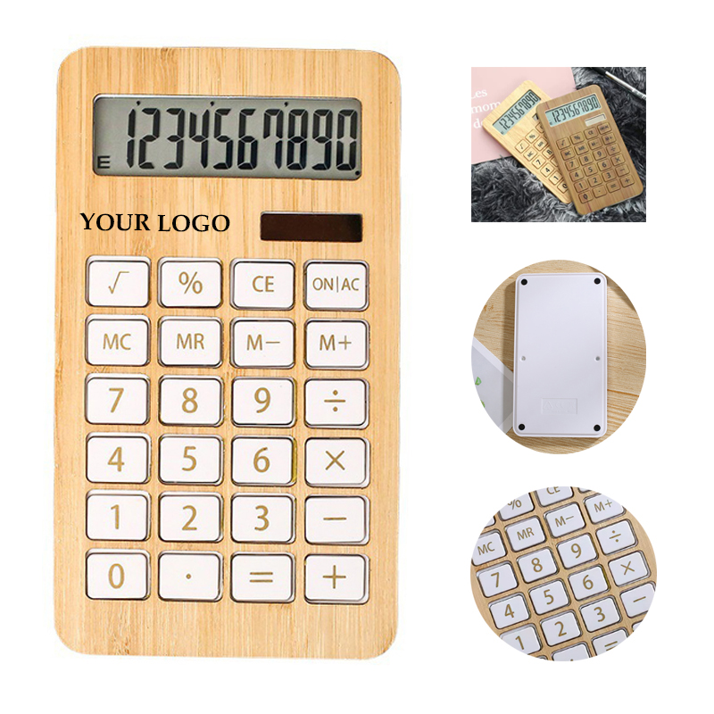 Wooden Solar Calculator Standard Function Desktop Calculator 5