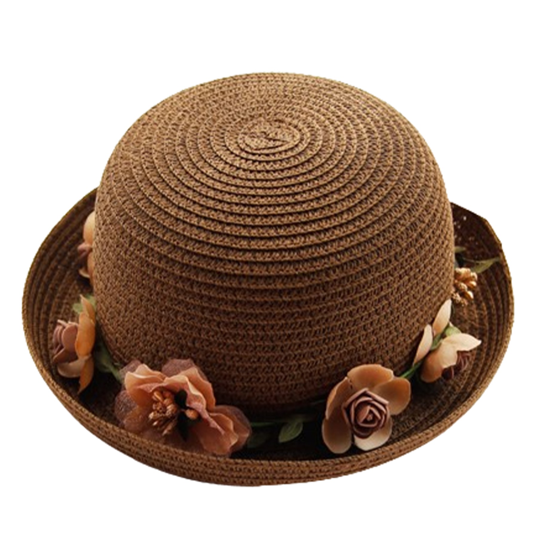 Women'S Dome Flowers Sun Protective Straw Hat 7
