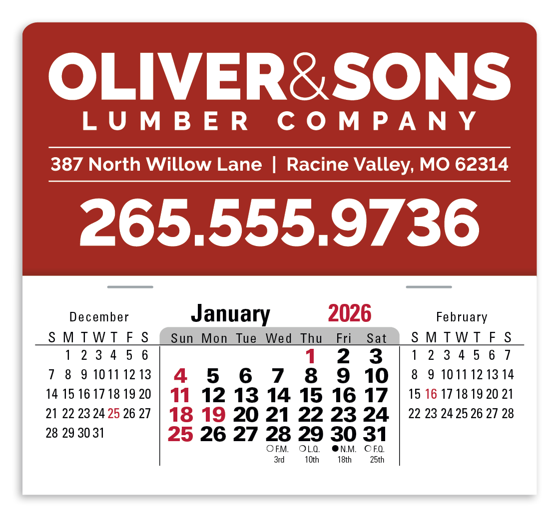 Triumph® Calendars Press-N-Stick XL Header with 3-Month Horizontal Calendar 3