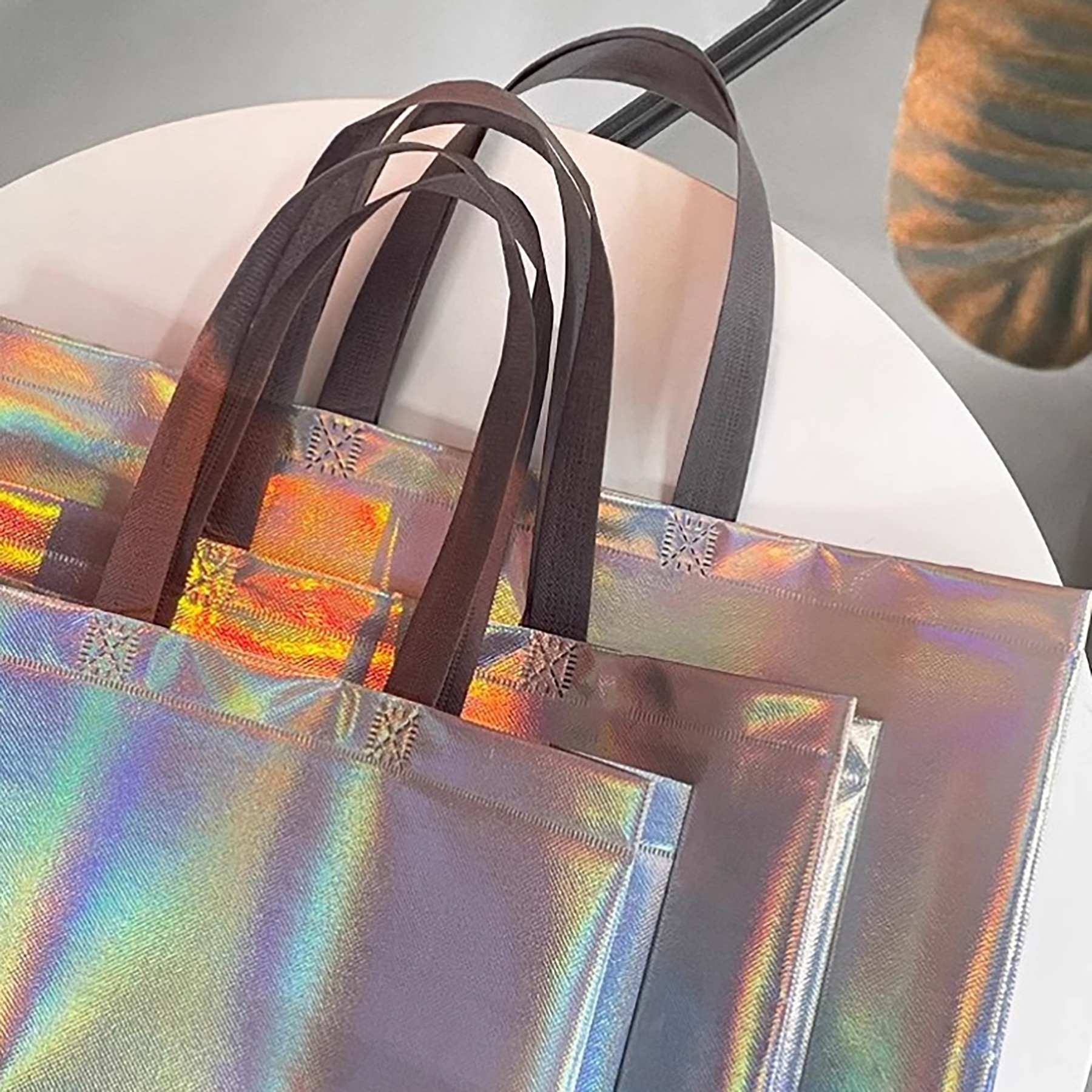 Glossy Reusable Laser Dazzle Laminating Grocery Bags 3