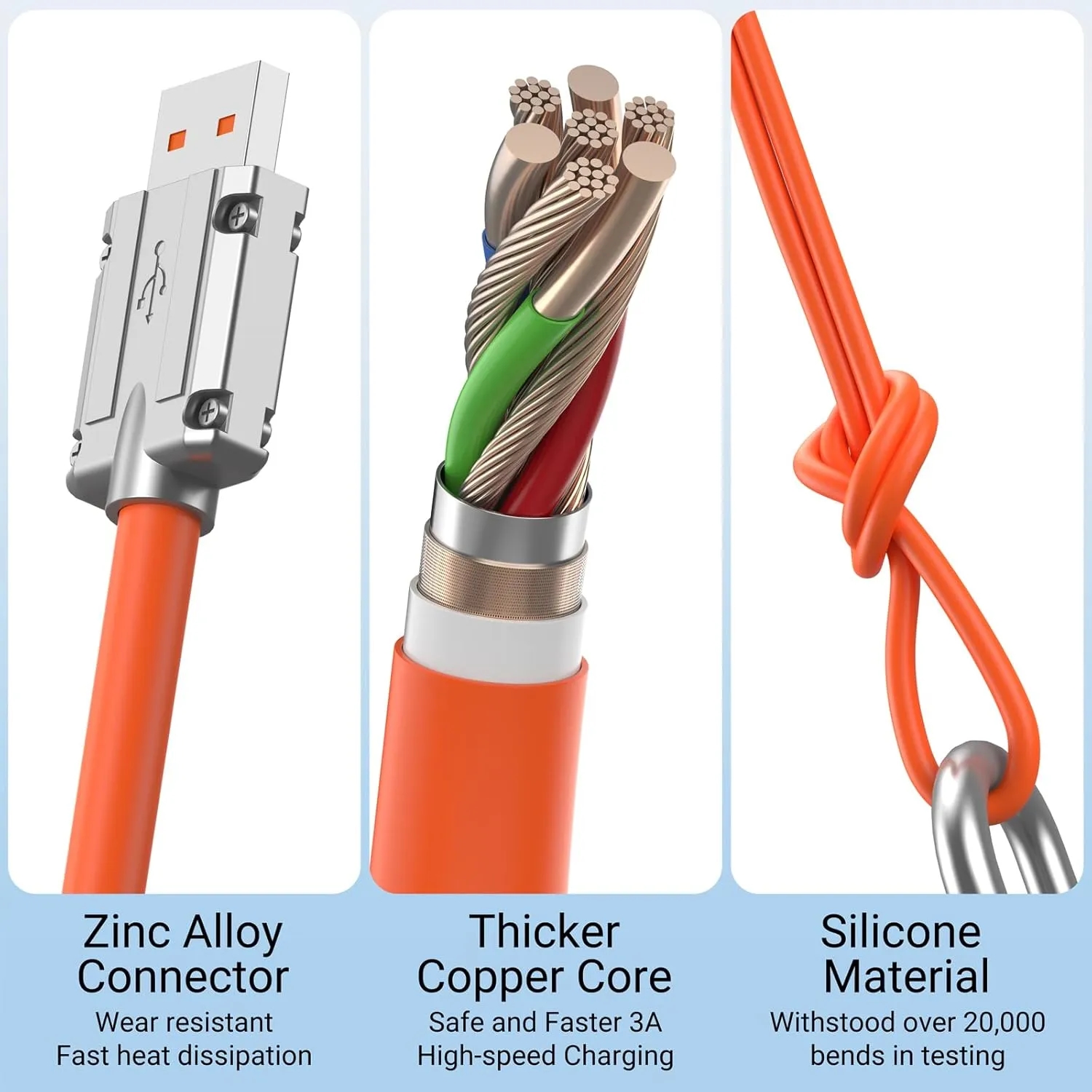 Ultra-long 60W 3 in 1 Silicone Charging Cable 6