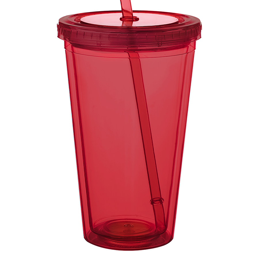Double Wall Plastic Tumbler - with Straw, 16 oz. 7