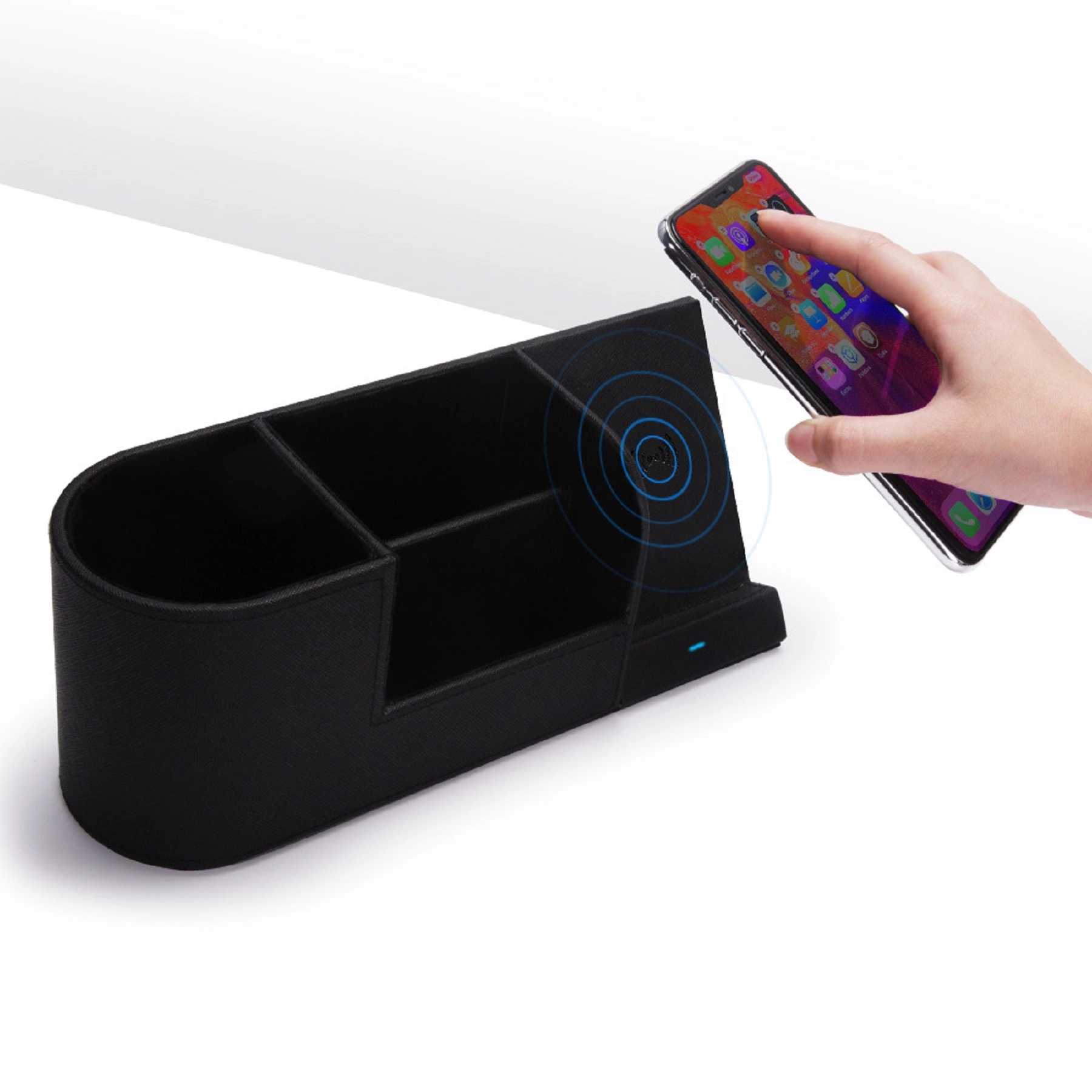 10W QI Wireless Charger Desk Stand with Storage Box 3