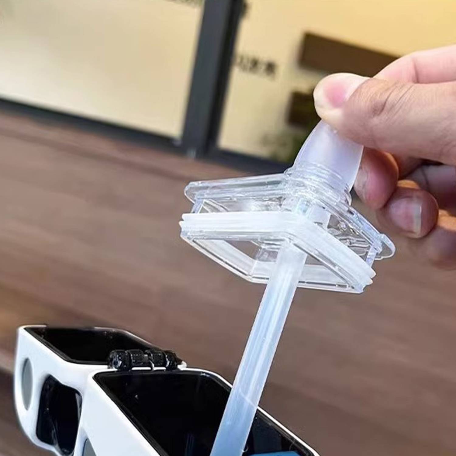 12oz Square Water Bottle w/ Straw 4