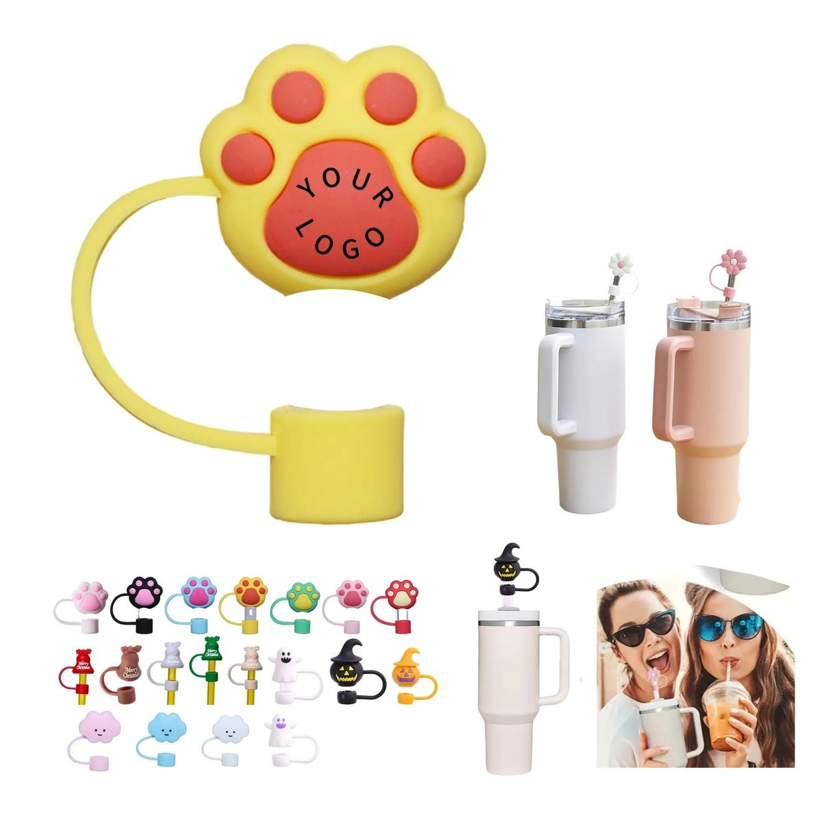 Food-Grade Silicone Straw Covers 1.97 inches with Custom Logo Imprint 17