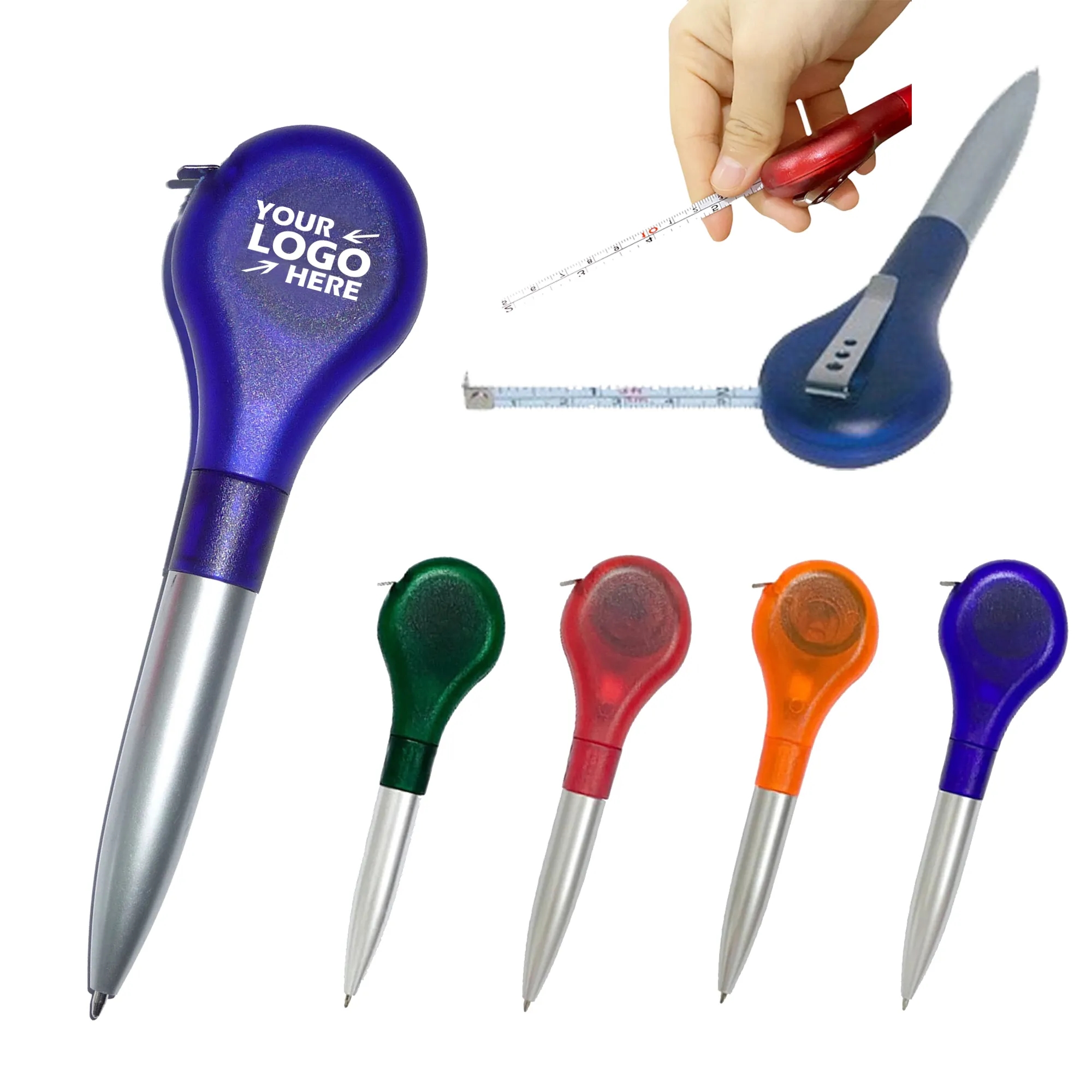 Logo Branded Ballpoint Pen w/Tape Measure