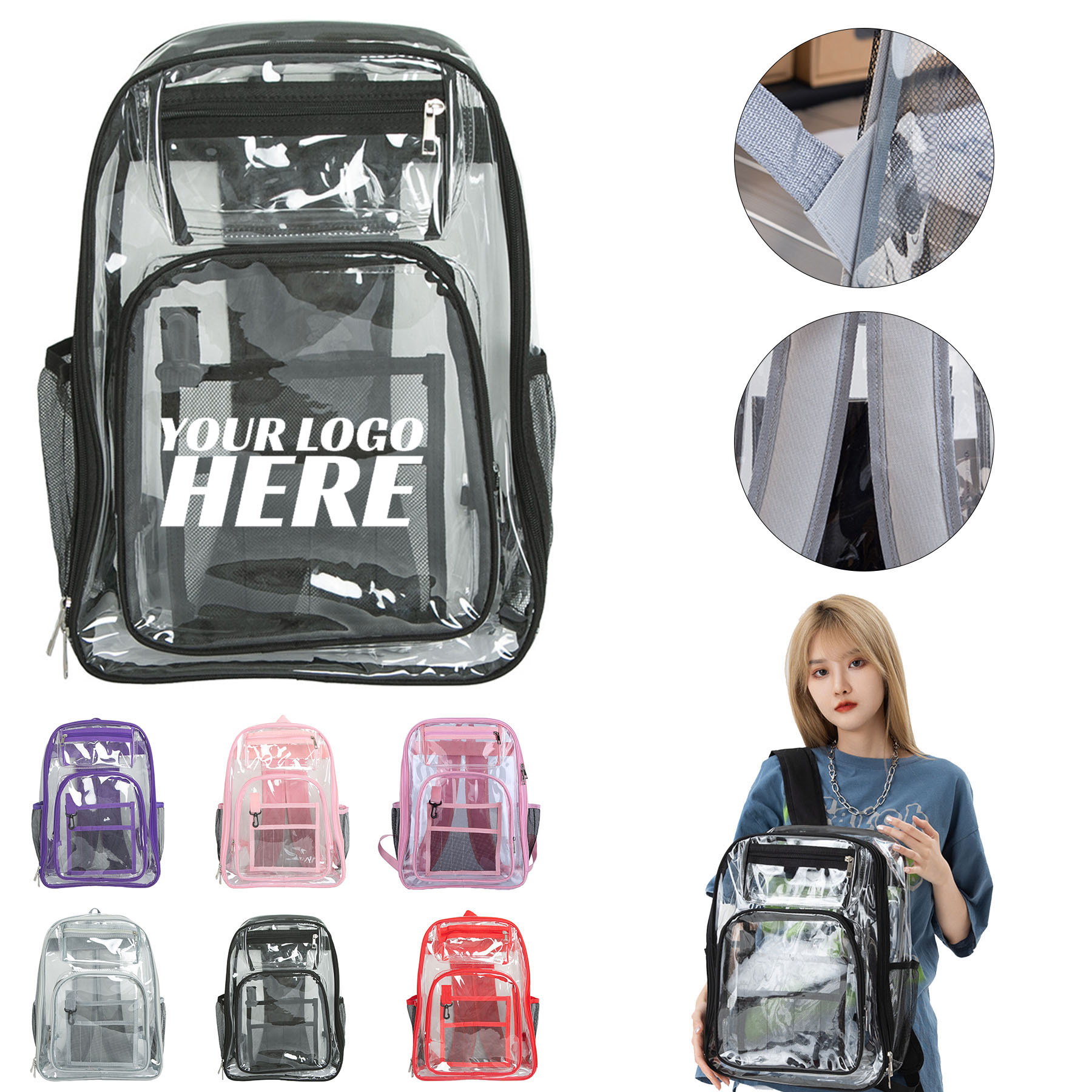 Clear PVC Mesh Pocket Backpack 3