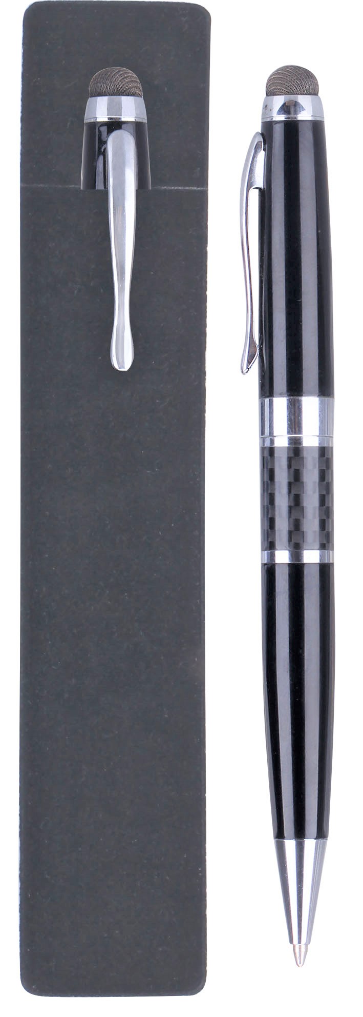 Executive High Carbon Fiber Brass Stylus Pen w/ PE Pouch 3