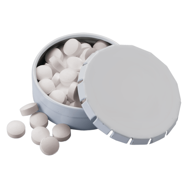 1 3/4" Small Round Push Tin with Mints 16
