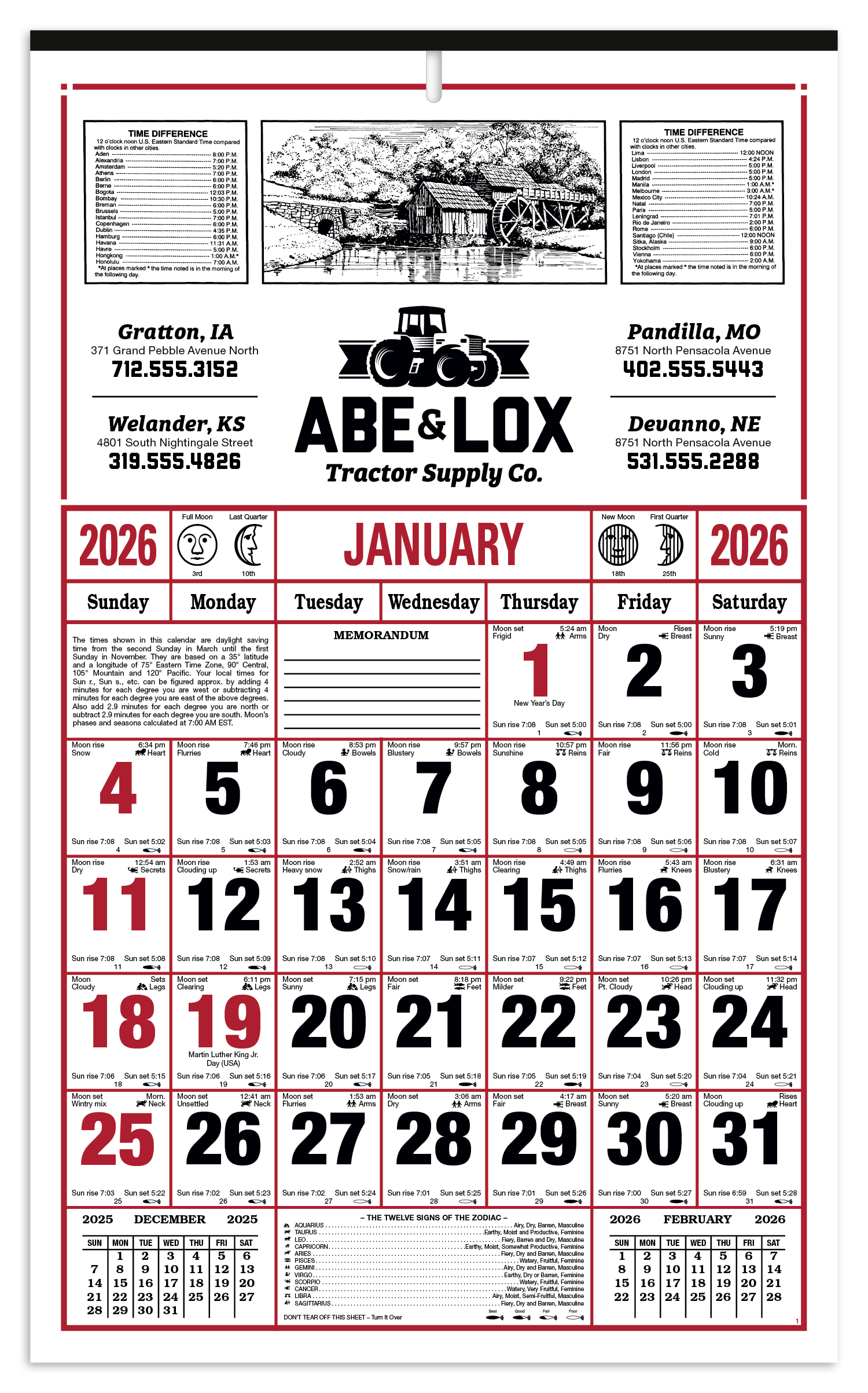 Skinner & Kennedy® 8-Sheet Almanac Calendar 9