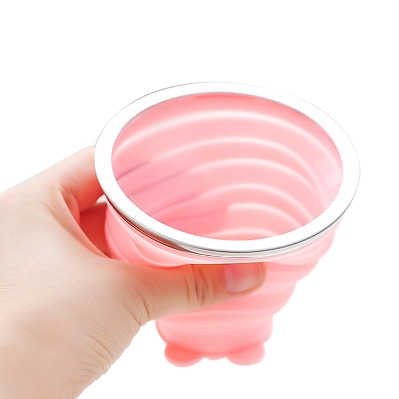 320 ml Cartoon Bear Silicone Foldable Coffee Cup with Lid 6