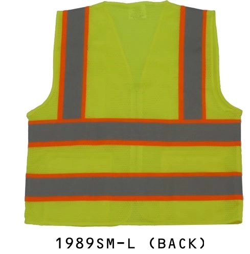 Ansi Class 2 Safety Vest, 2 Tone, Solid/Mesh, Lime 3