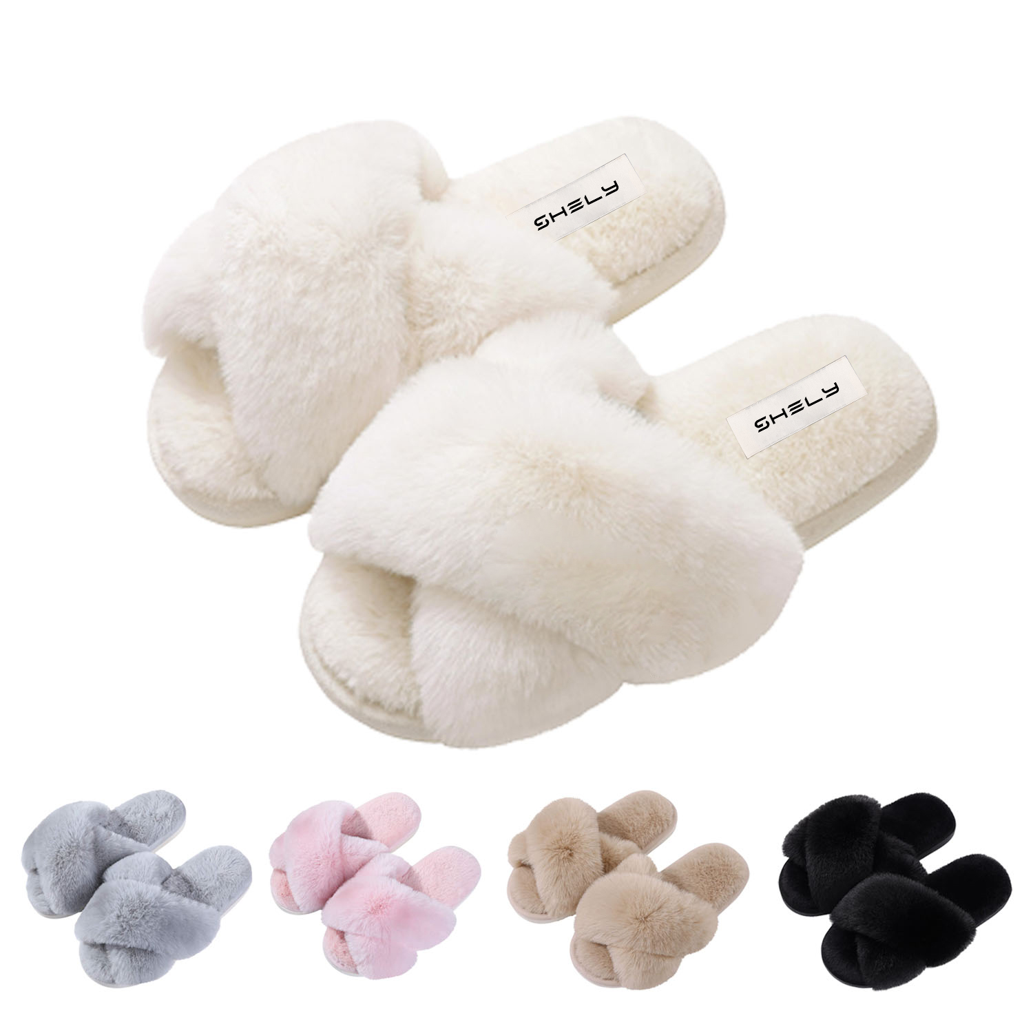 Winter Soft Plush Cozy Open Toe Slippers 4