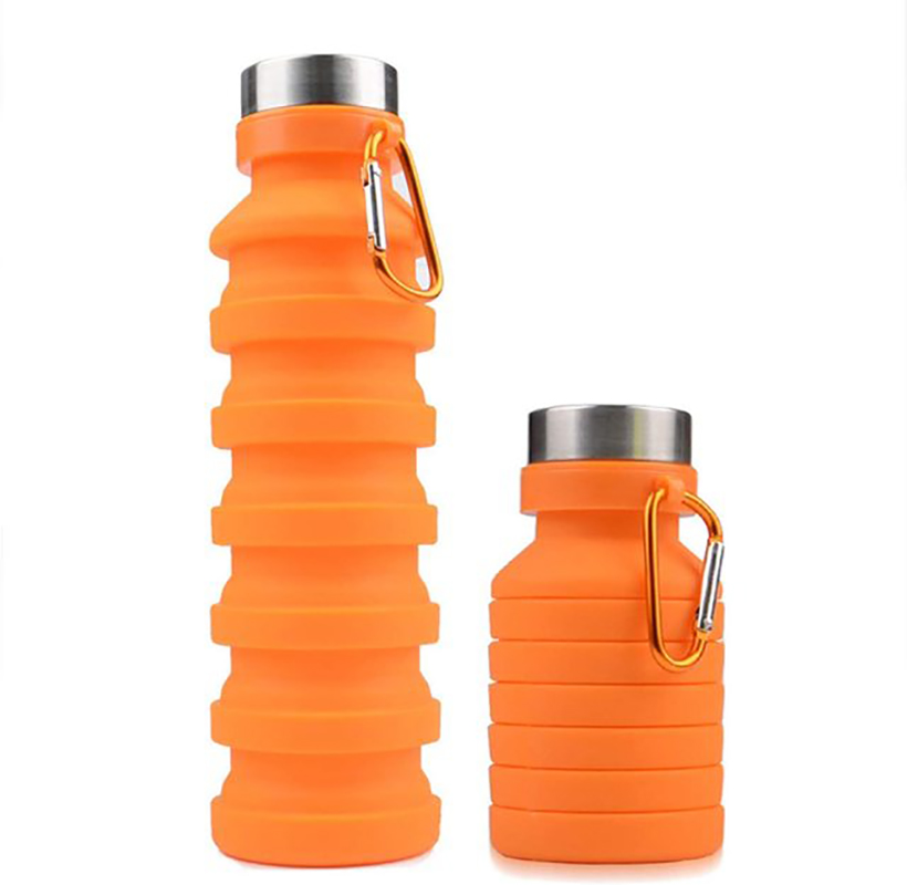 18 OZ Silicone Squeezed Adjustable Foldable Collapsible Water Bottles/Carabiner 8