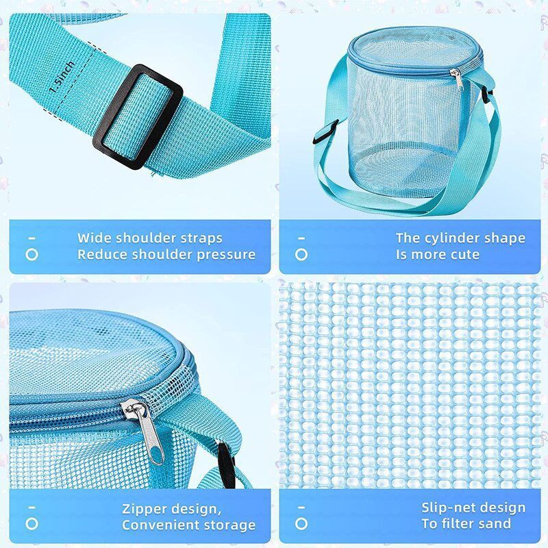 Cylindrical Mesh Tote Shell Bags 3