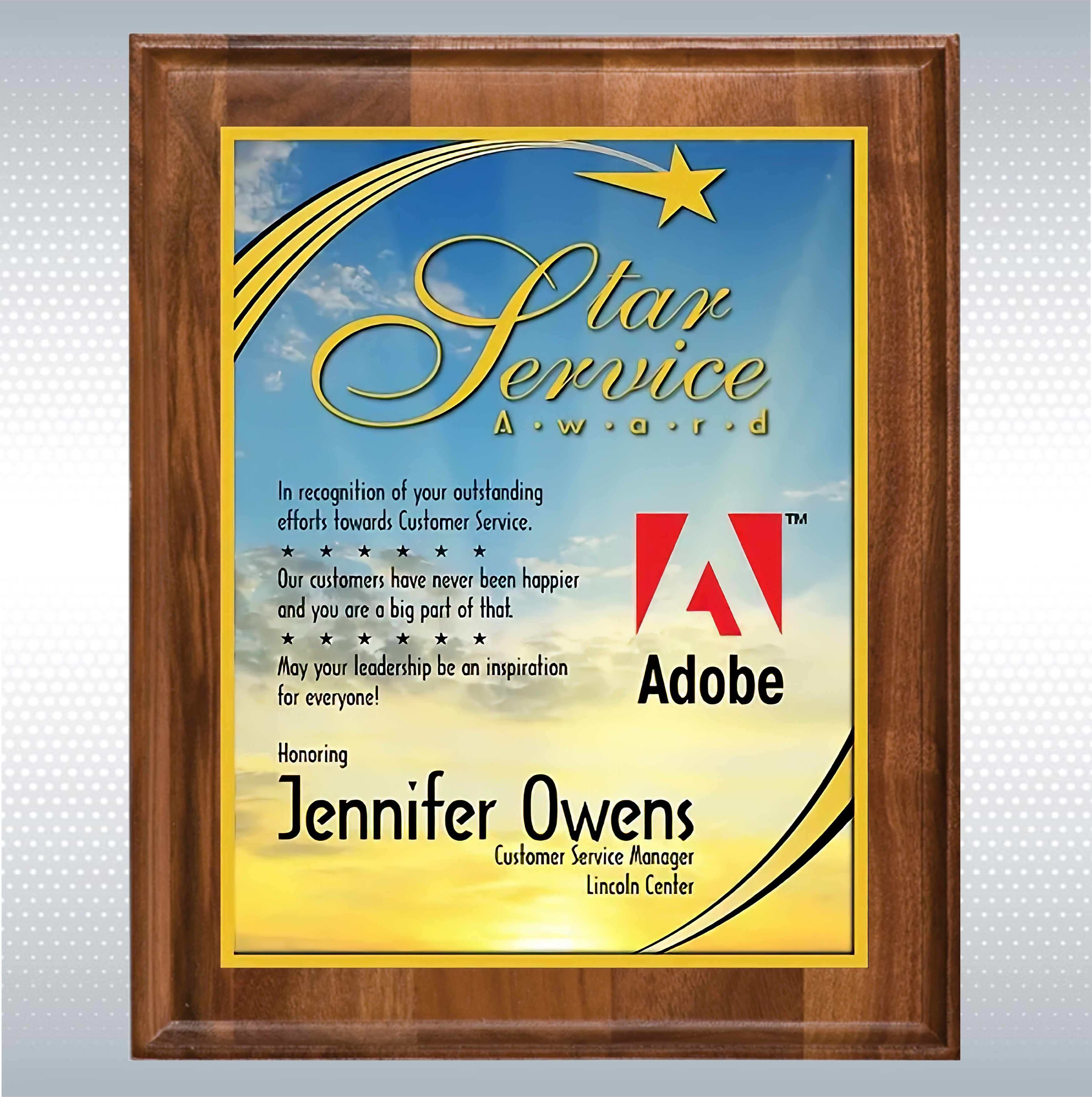 Walnut Wood Plaque w/Full Color Sublimated Plate 2