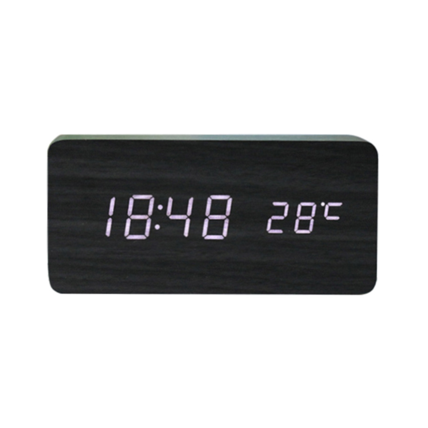 Wooden Alarm Clock with Temperature Display 6