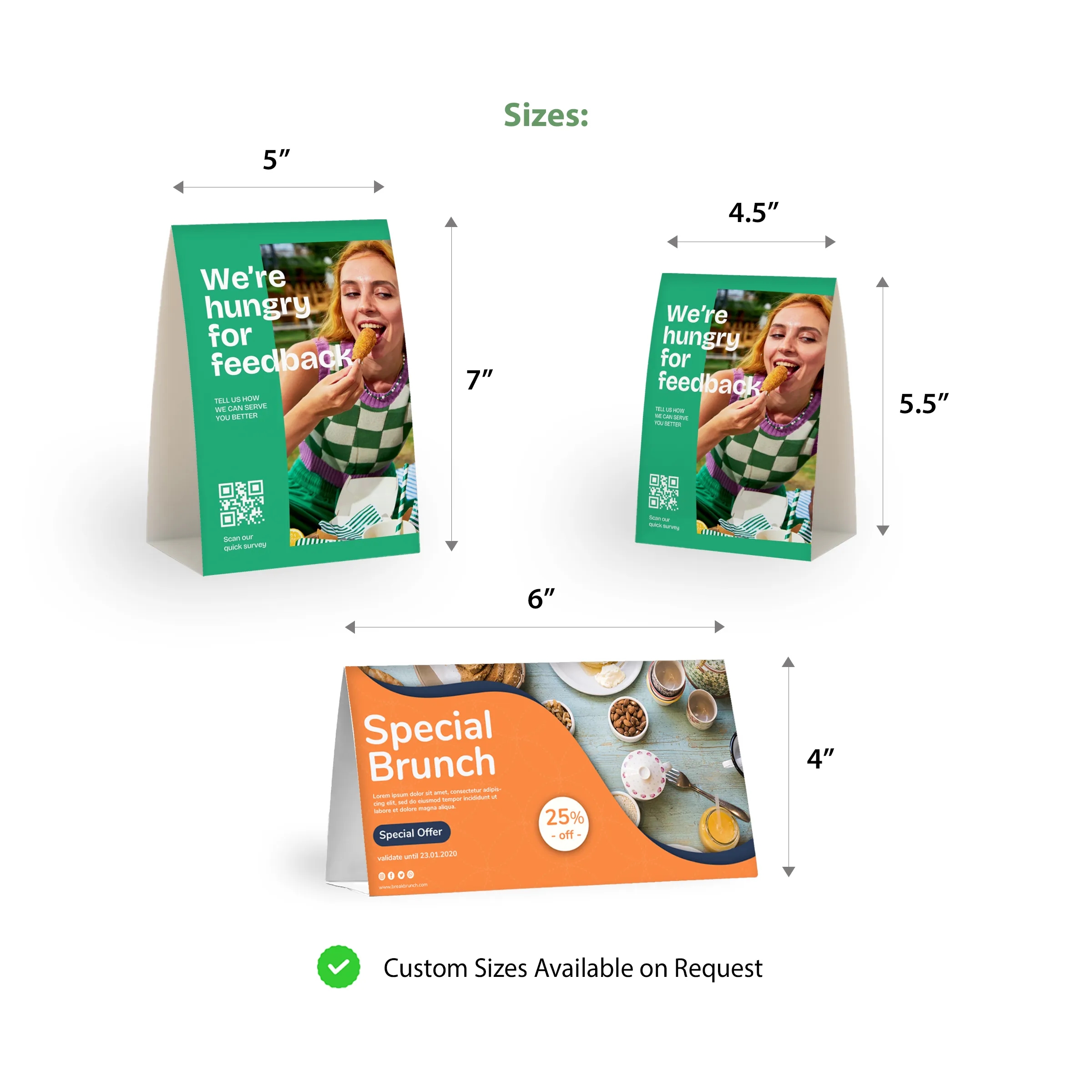 4.5" x 5.5" Custom Table Tents - Vertical 5