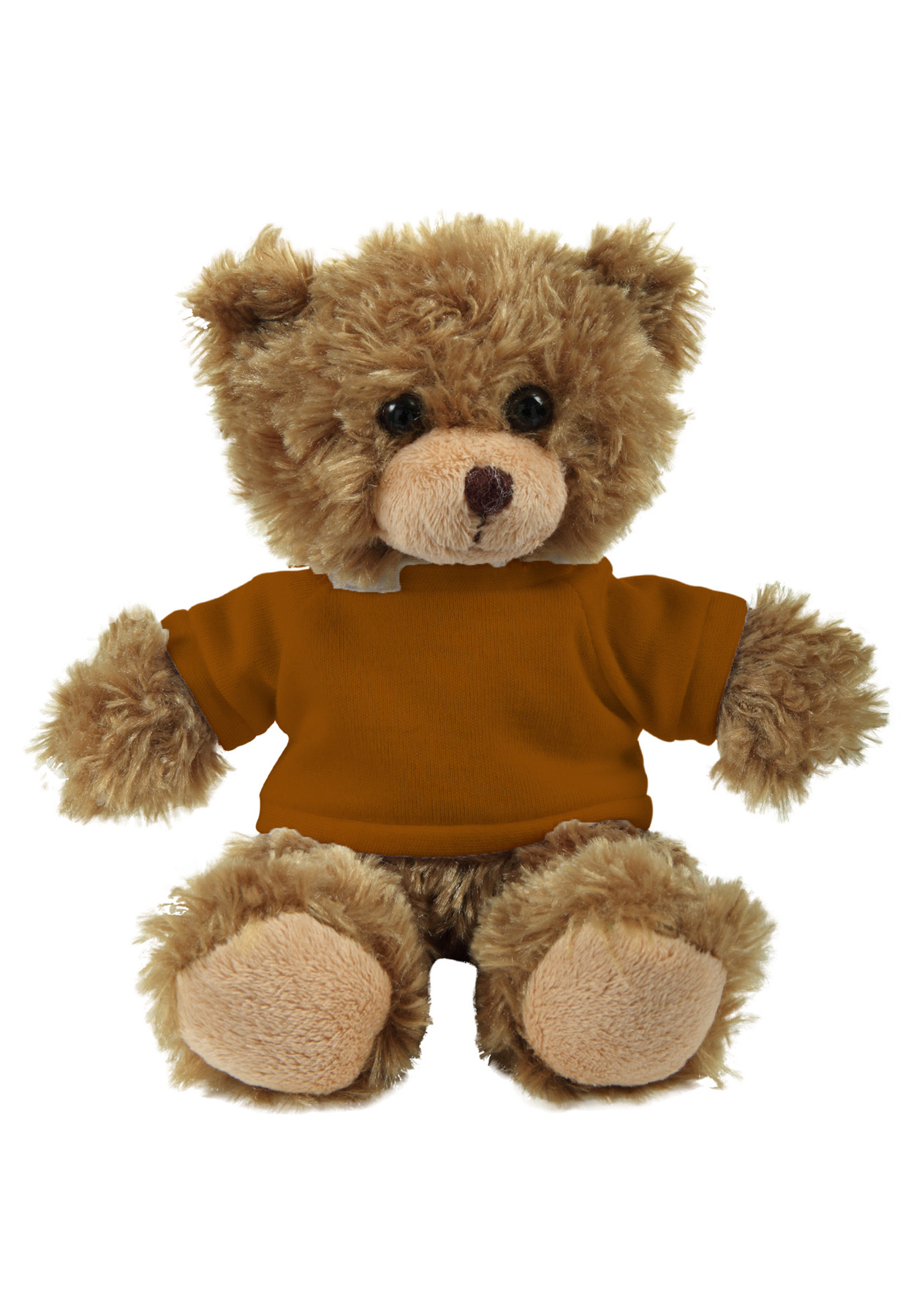soft plush Mocha Curly Sitting Bear  with t-shirt 8