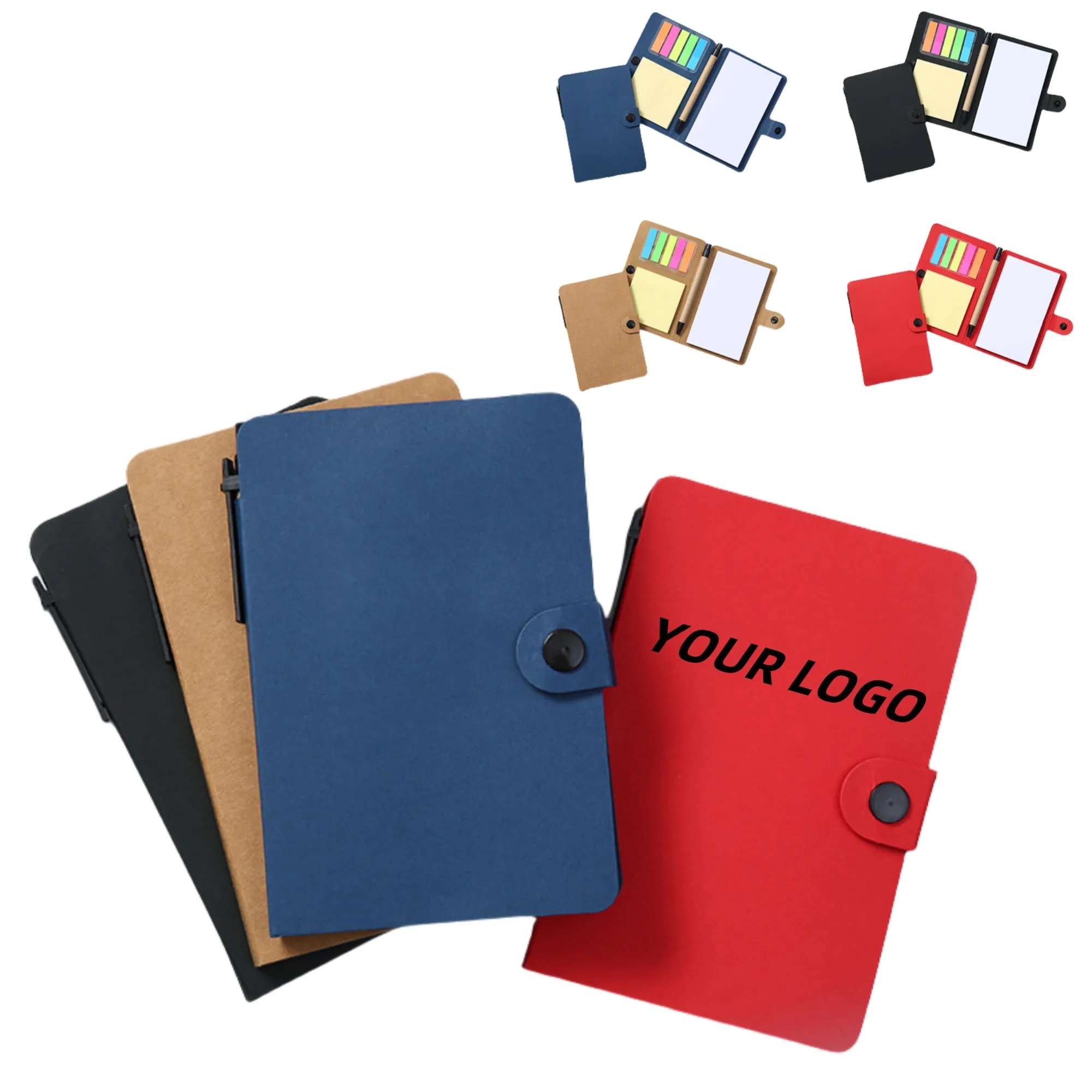 Kraft Paper Notebook with Sticky Notes and Pen 1