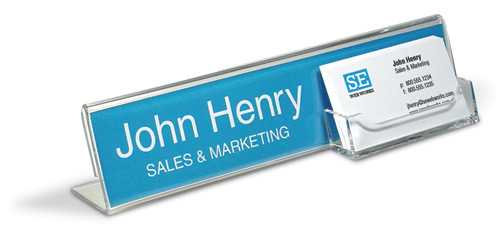 Acrylic Name Holder with Business Card Pocket
