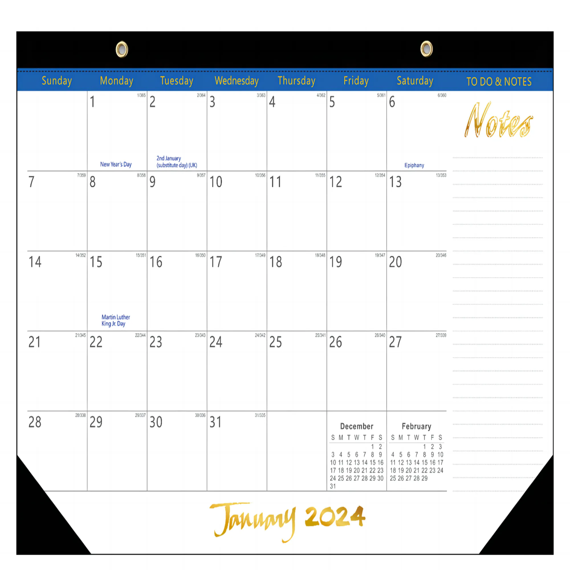 MOQ50 Full color 17''X 12'' Desk/Wall Calendar 5