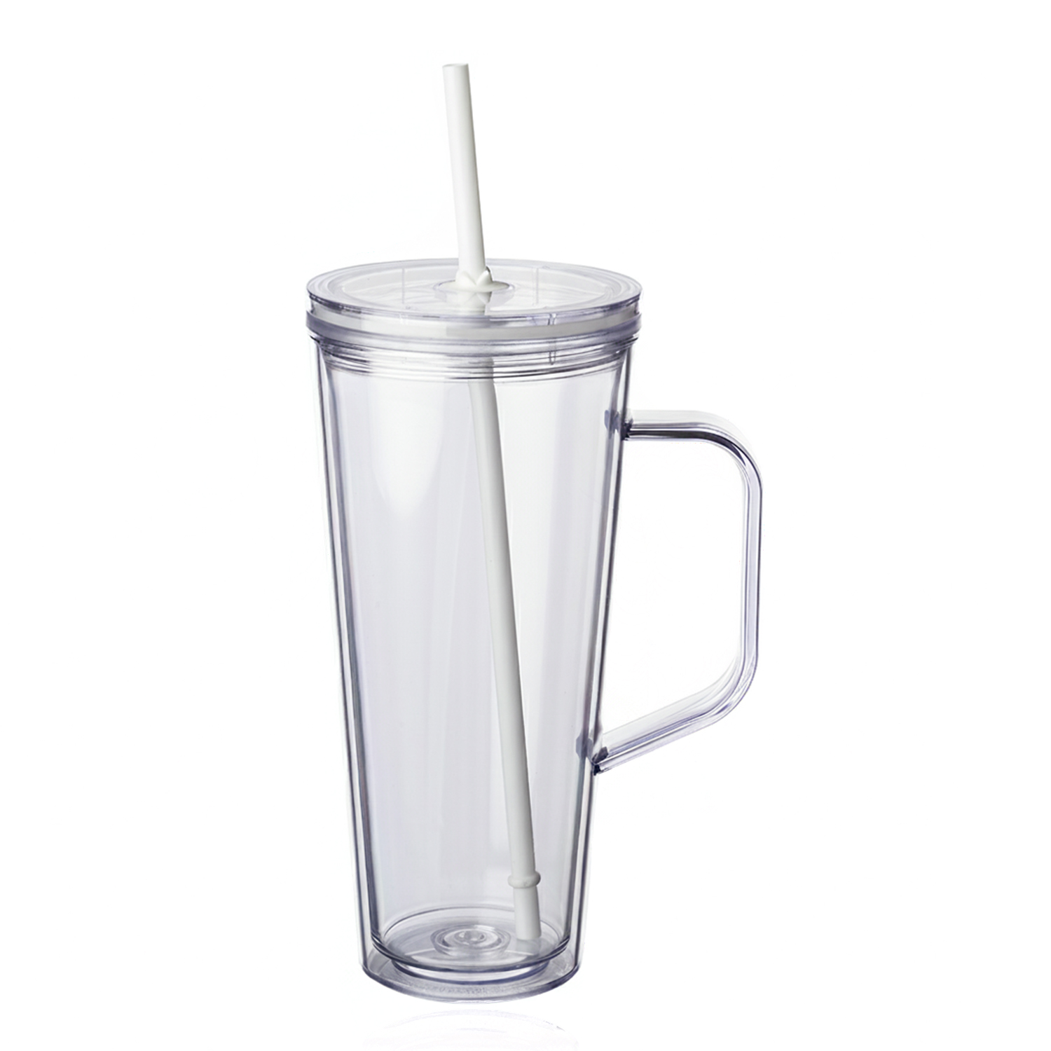 Double Wall Plastic Tumbler with Straw, 24 oz. 2