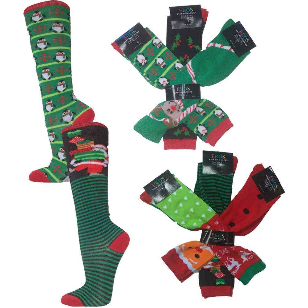 Women's Knee High Socks - Christmas Prints Size 9-11 2