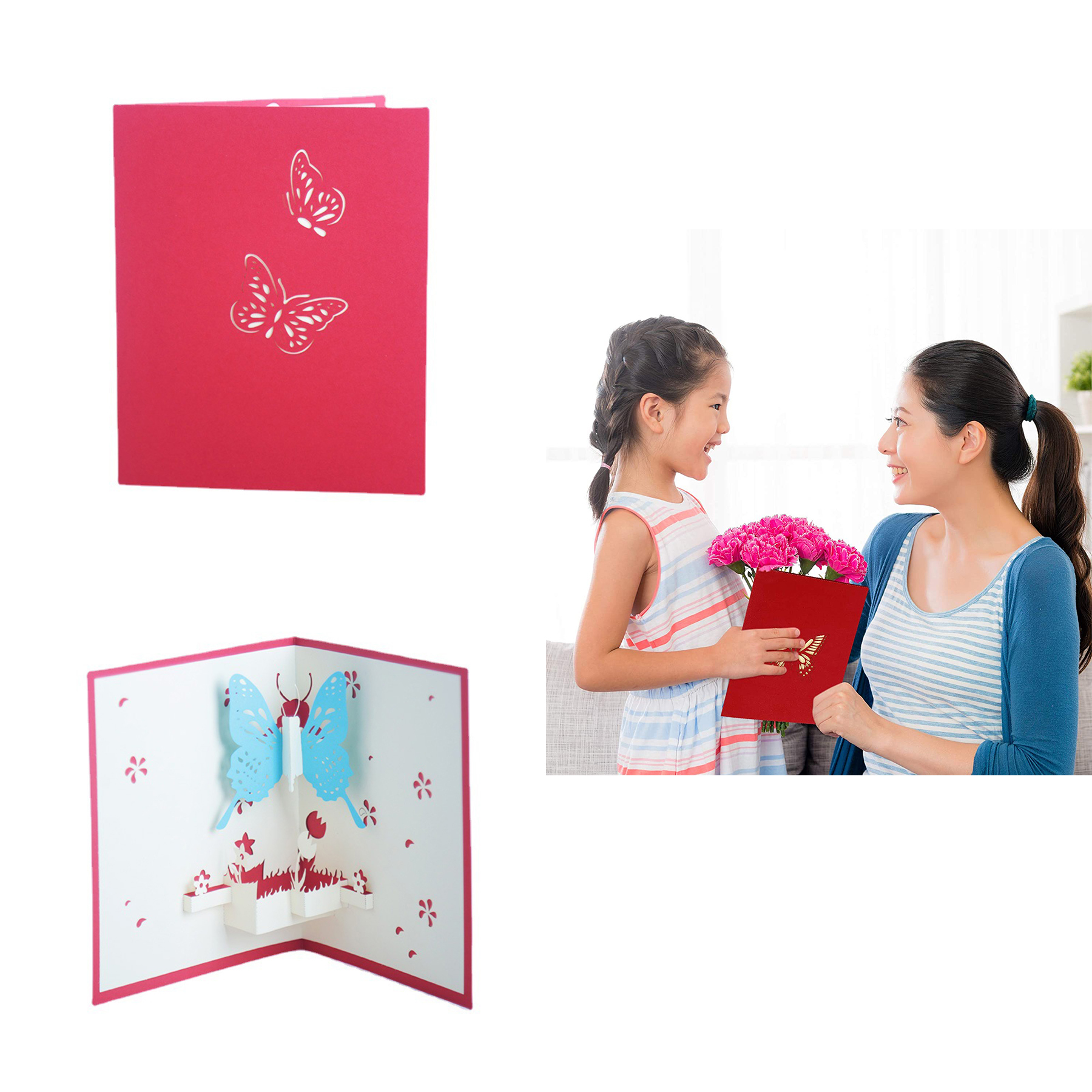 Pop Up Card Butterflies Flower Card 2
