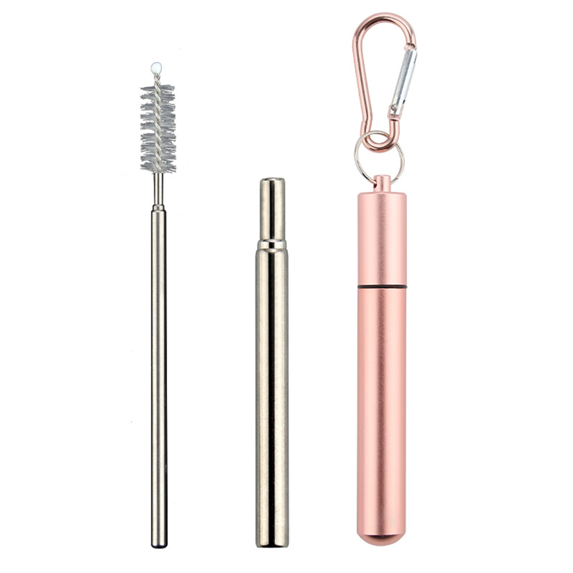 Portable Reusable Folding Metal Straw Set 6