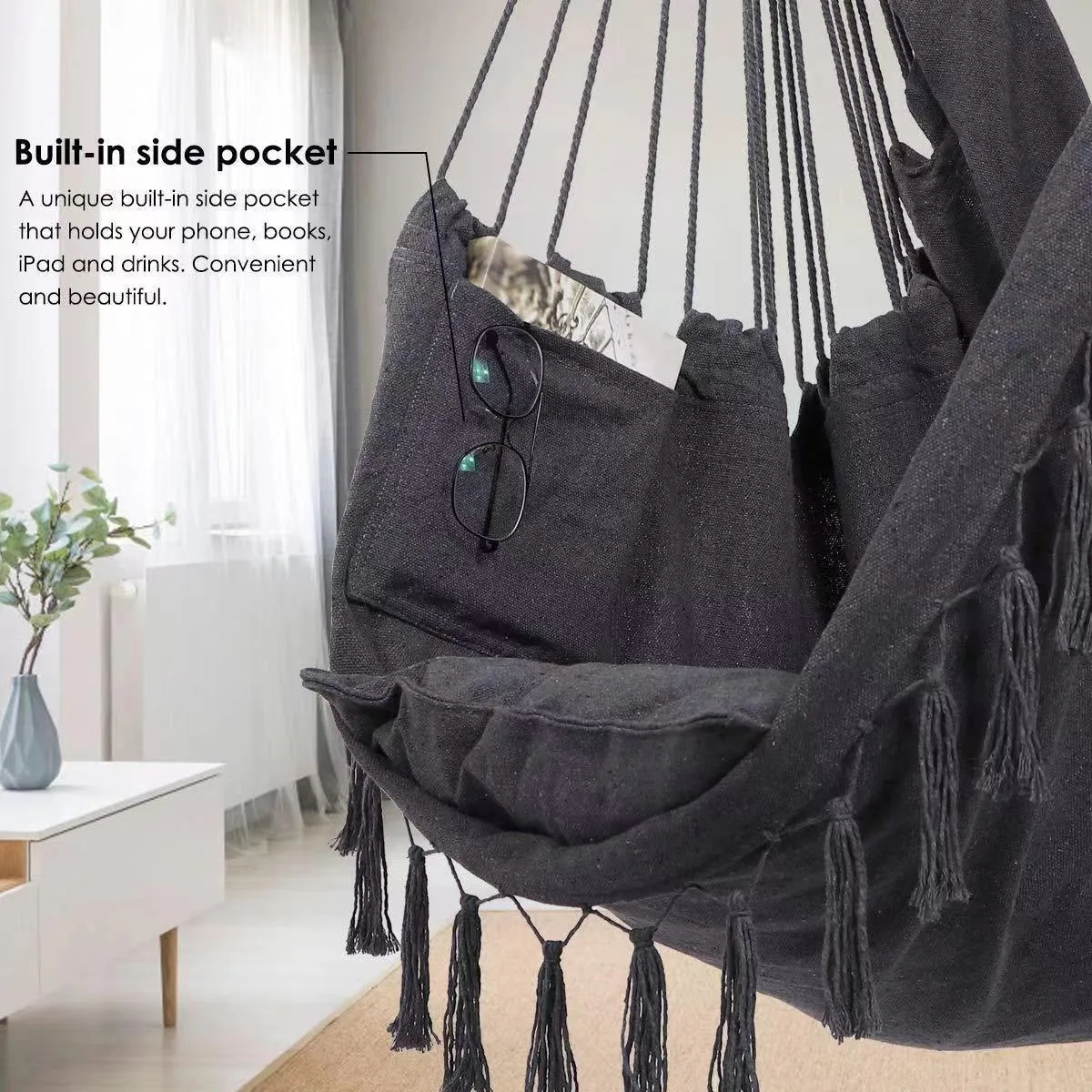 Home Macrame Hanging Hammock Chair 3