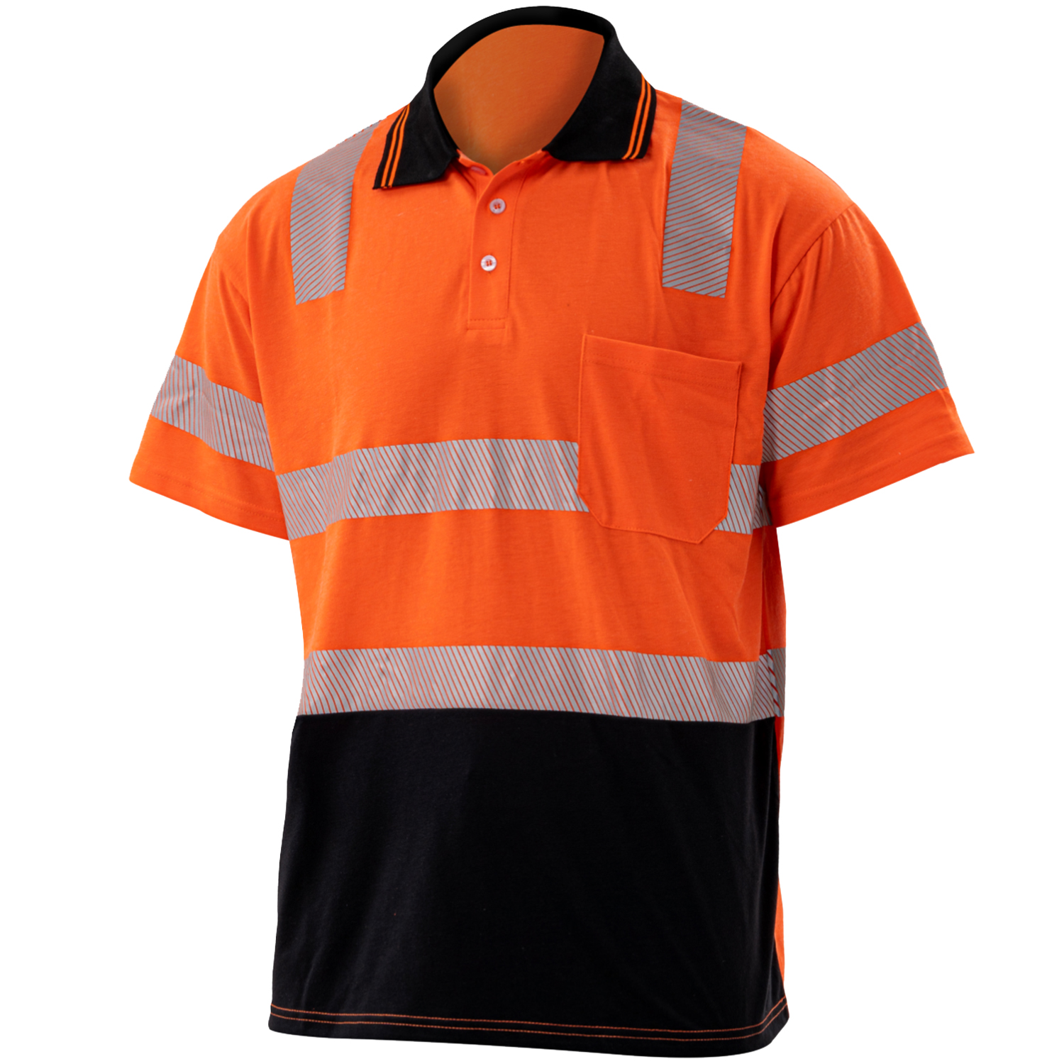 Class 3 Cotton Knitted Double Band Segmented Tape Polo Shirt with Pocket 5