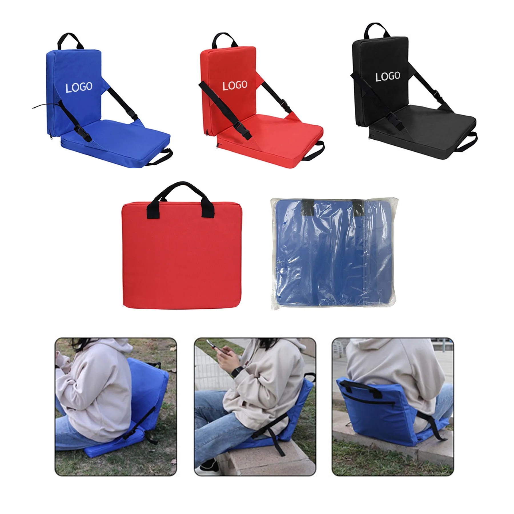 Foldable Stadium Cushion With Back Support