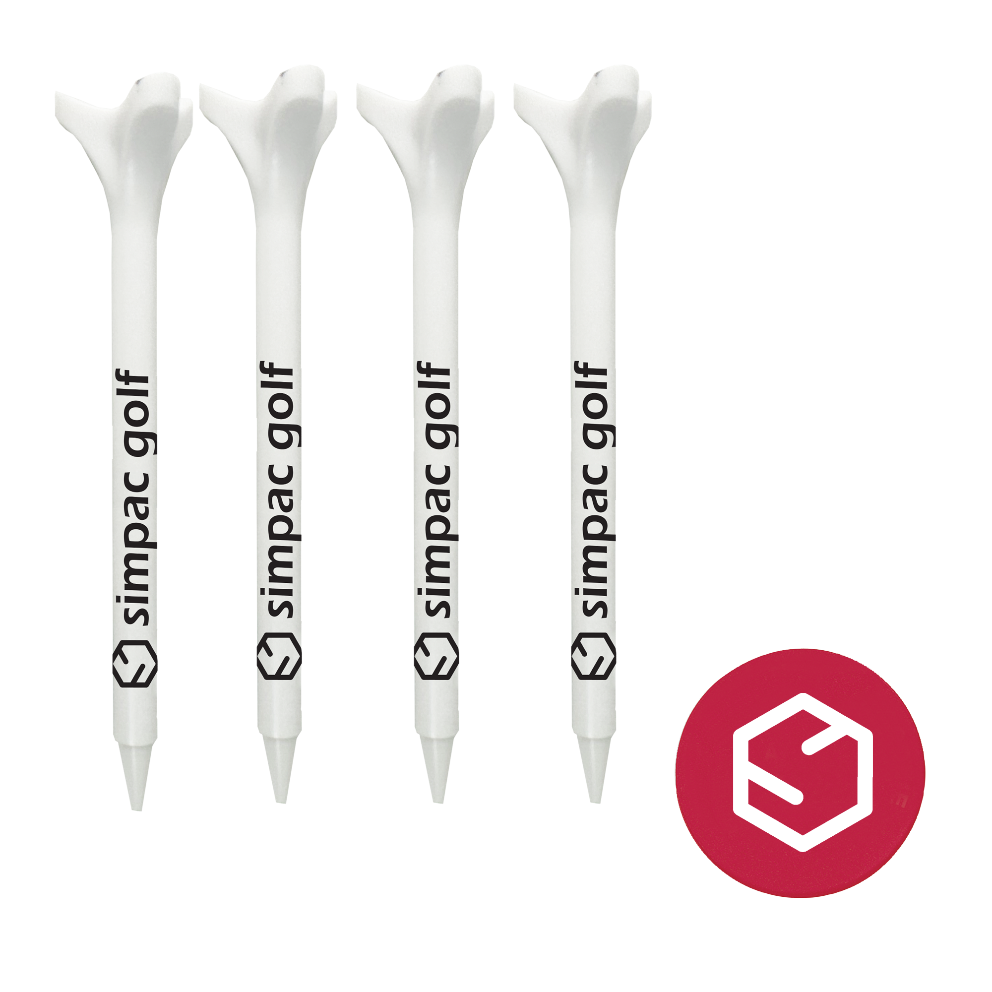 4 - 2-3/4" Reusable Plastic Golf Tees with 1 Ball Marker 4