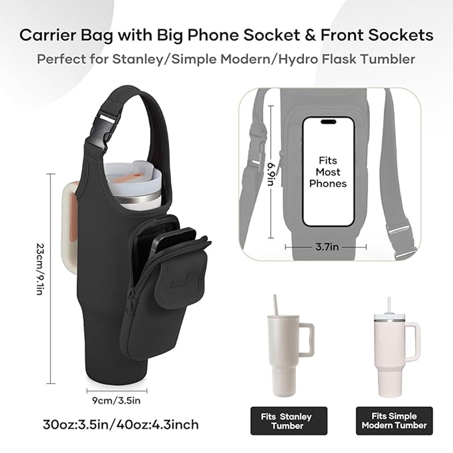 40oz Detachable Polyester Insulated Cup Sleeve w/ Pocket 7