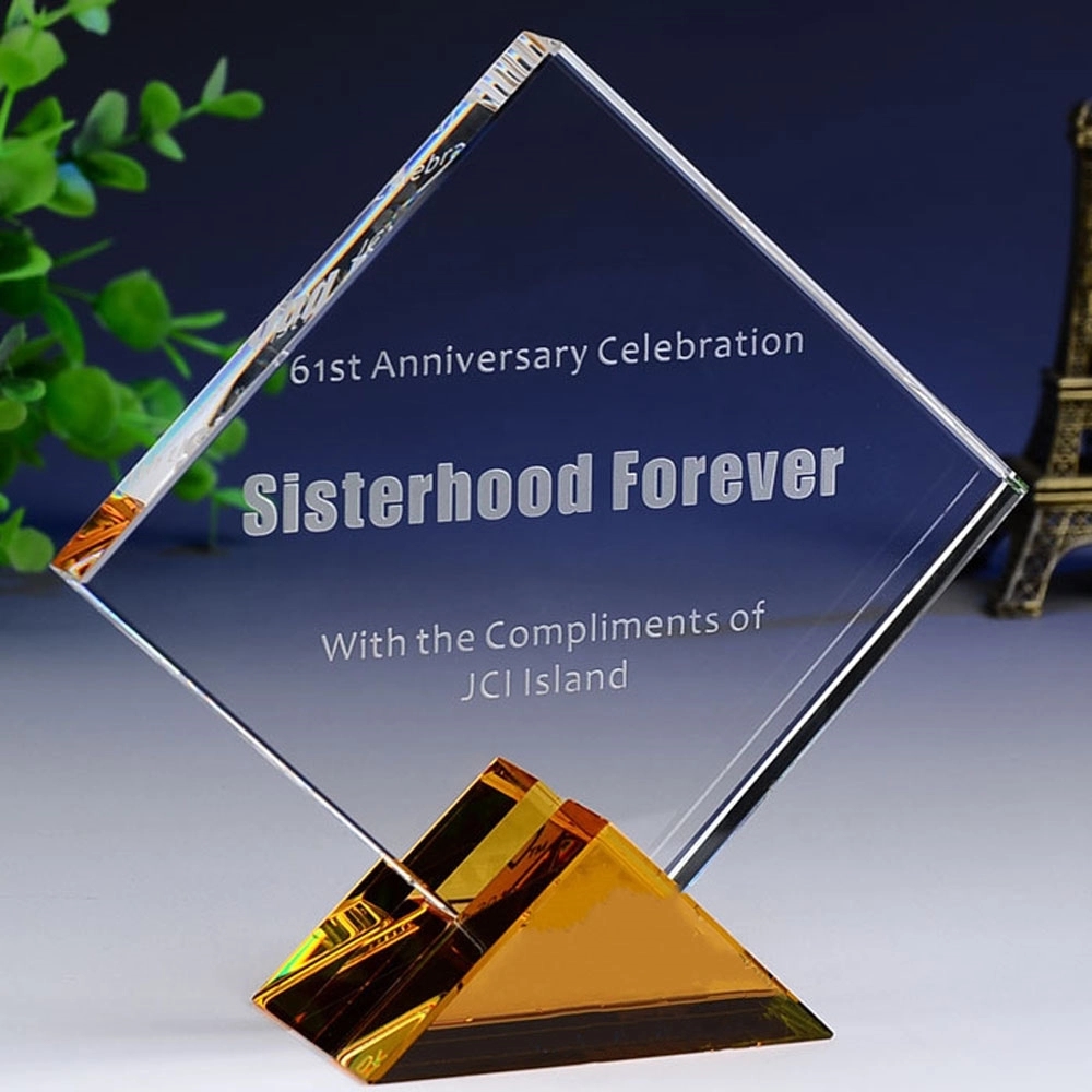 Crystal Triangle Base Square Award 5