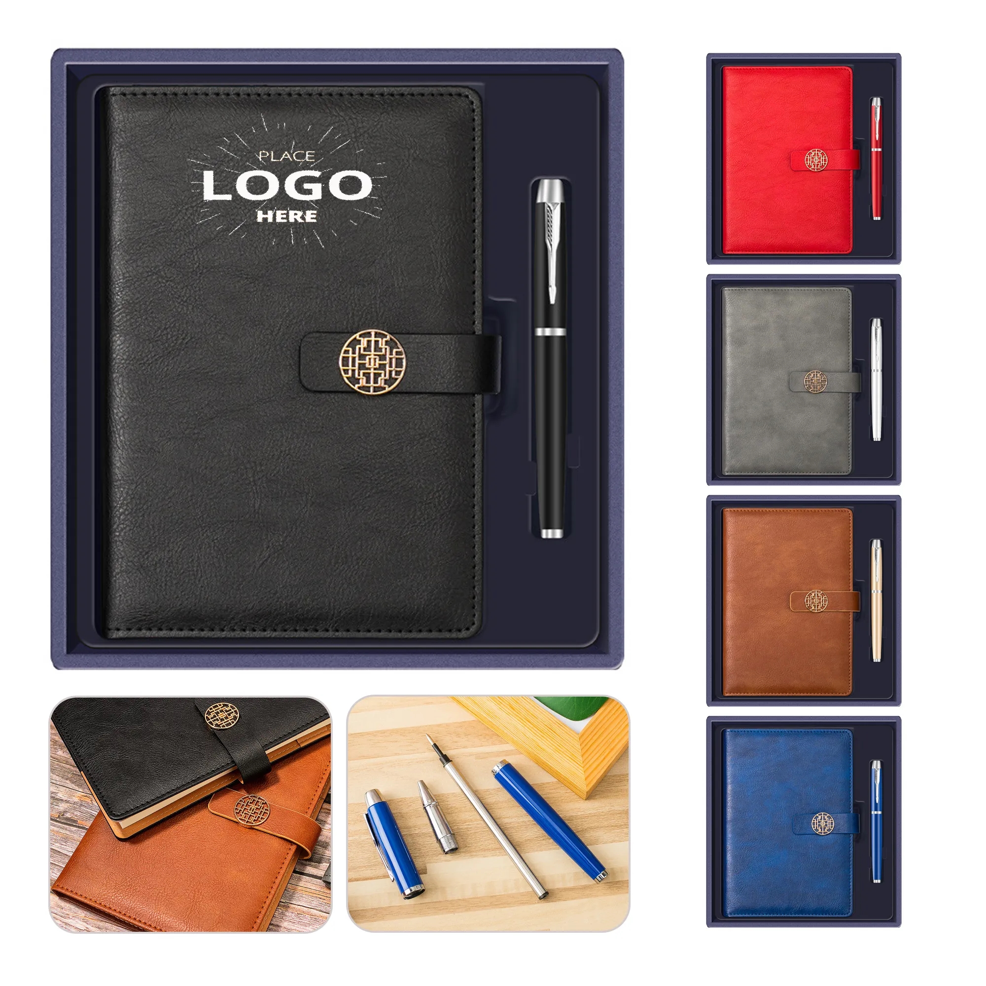 Hardcover Leather A5 Notebook With Deluxe Pen Gift Box 7