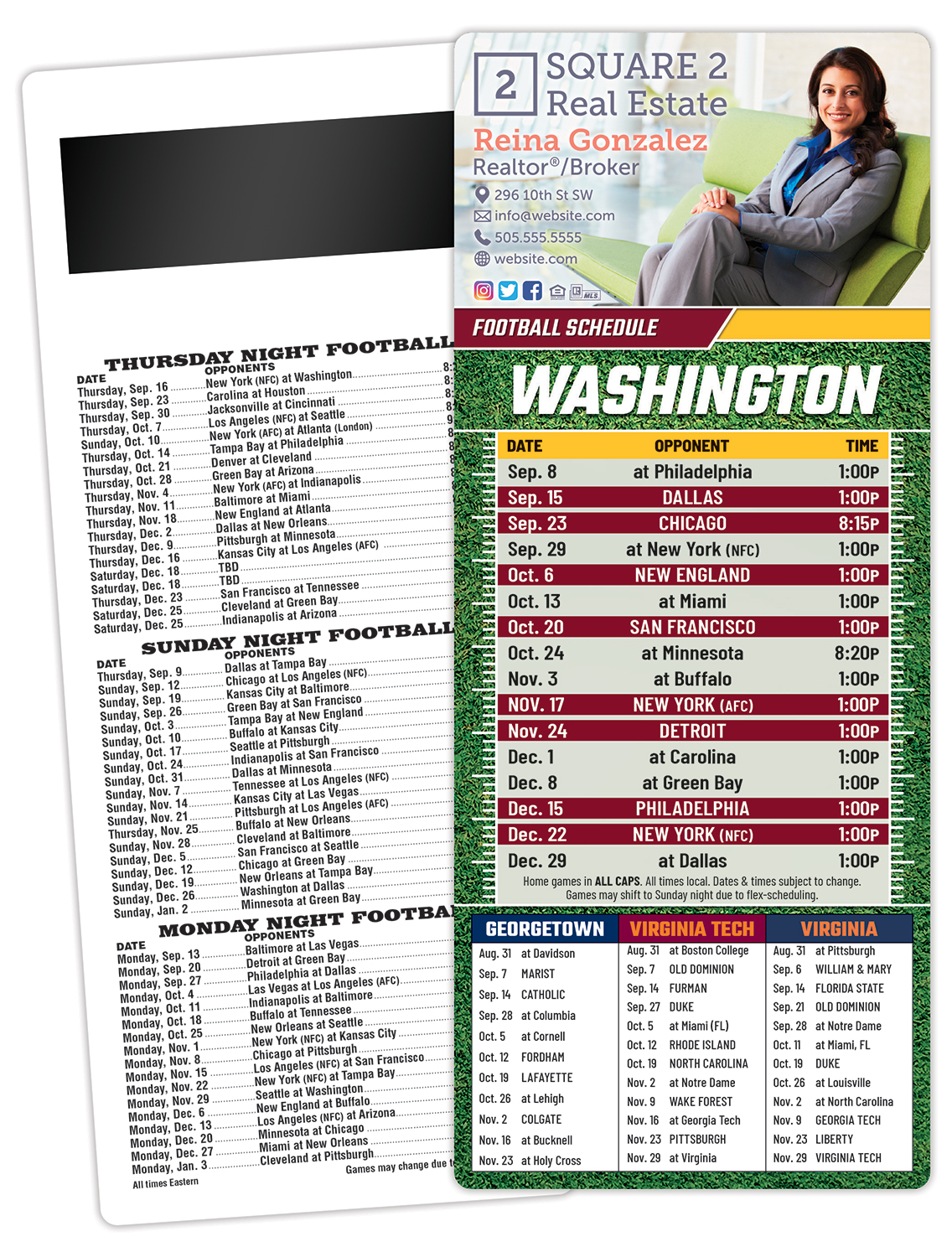 Football Schedule Laminated Card/Postcard with Magnet Strip 3.5x8.5 - 14 pt. 1
