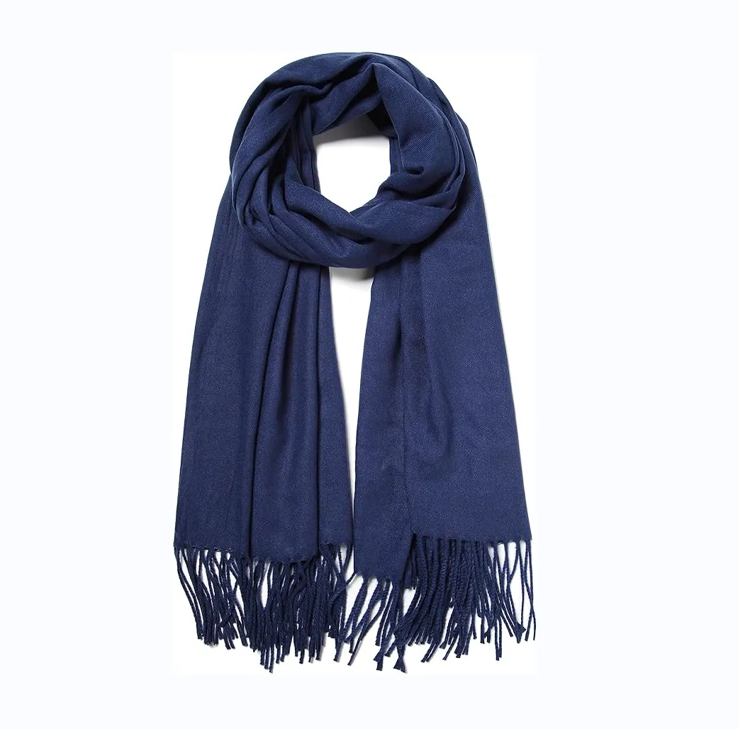 MOQ50 Cashmere Pashmina Woven Scarf & Fringes 3