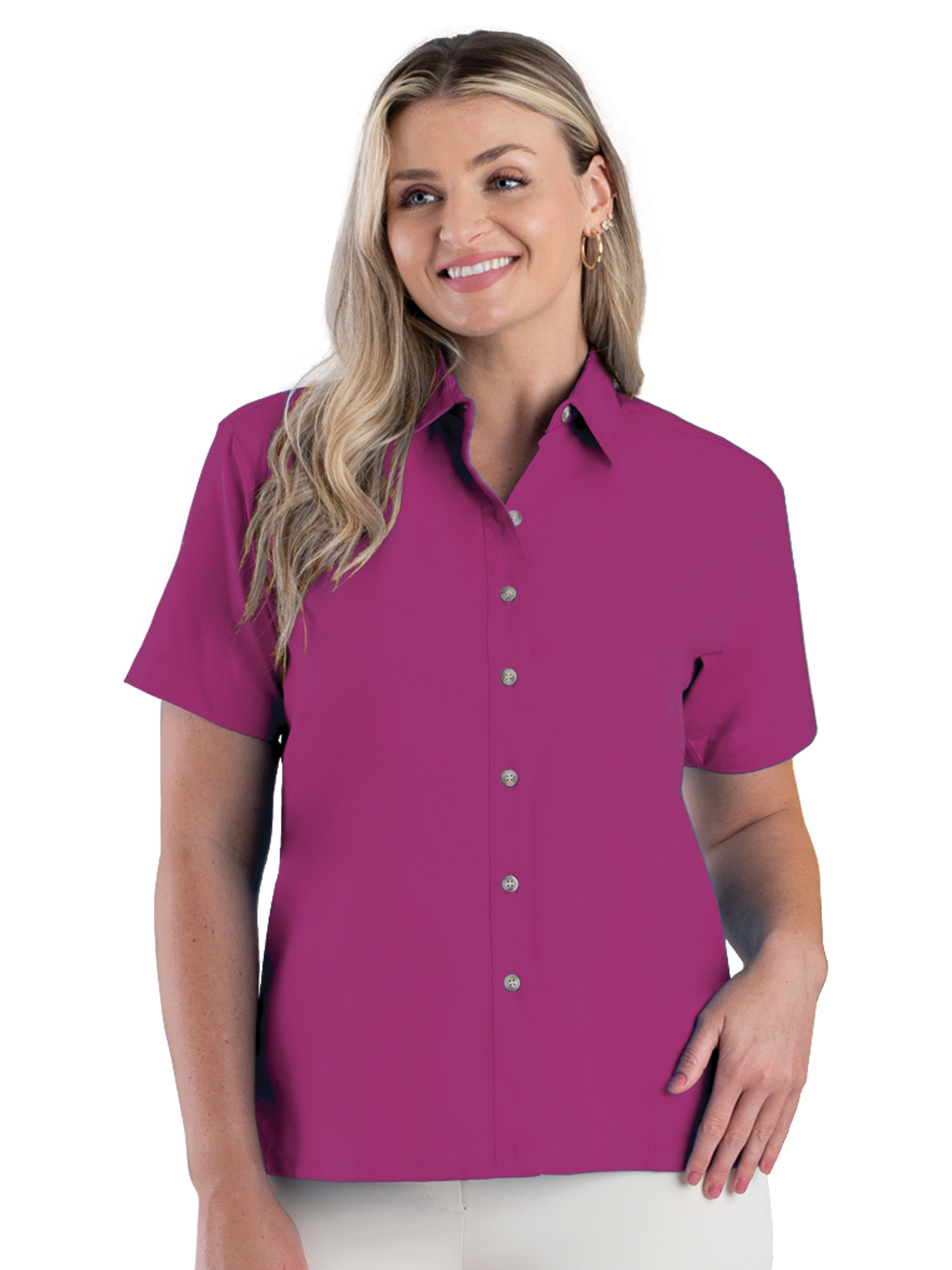 Blue Generation - Women's Pocketless Short Sleeve Superblend Poplin Shirt 21