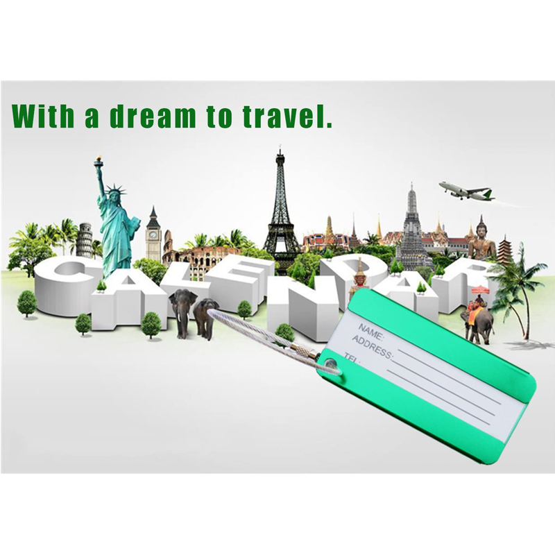 Metal Travel Luggage Tags Suitcase Card Holder w/Key Ring 8