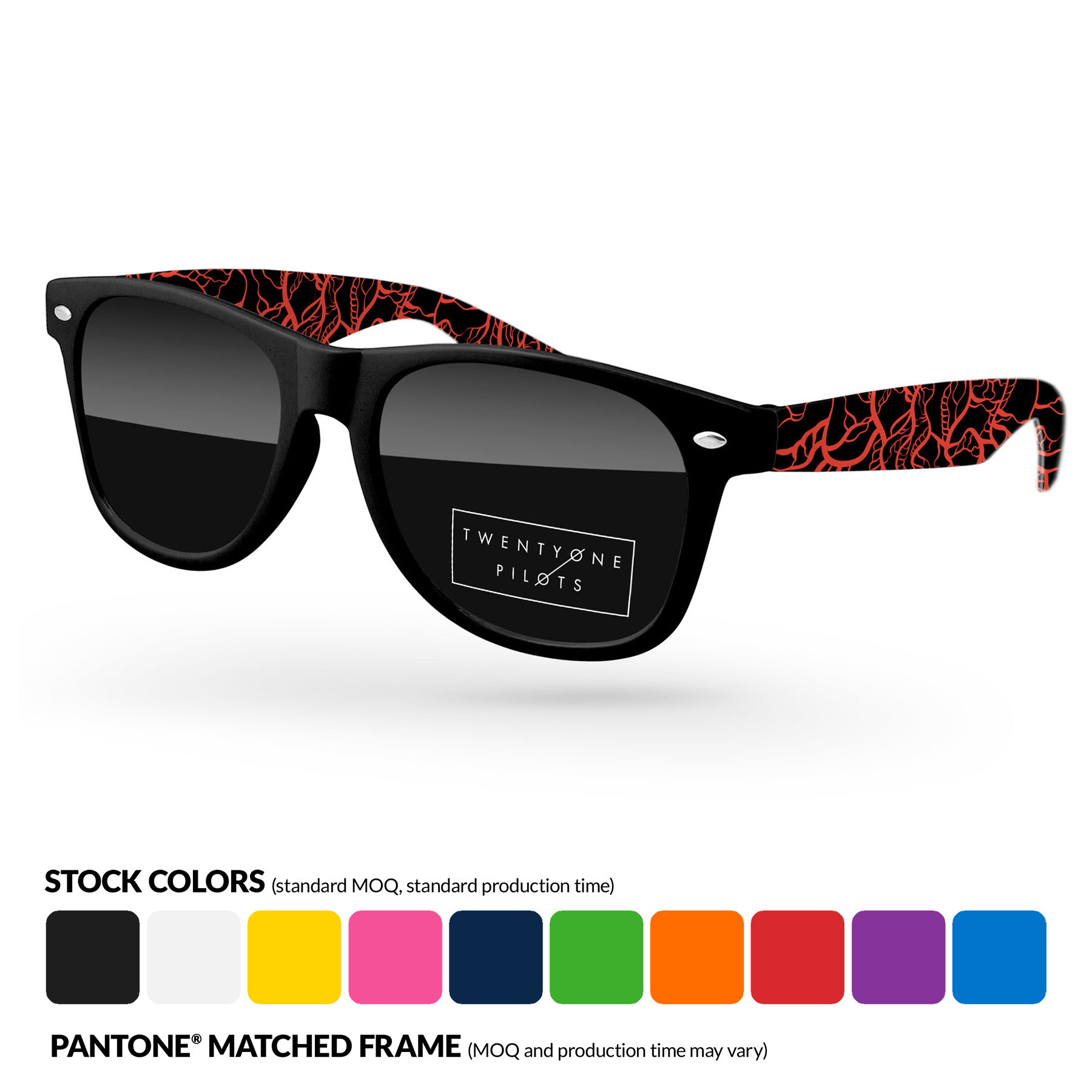 Retro Sunglasses w/ Lens Imprint & Full Color Arms Sublimation Wrap 3