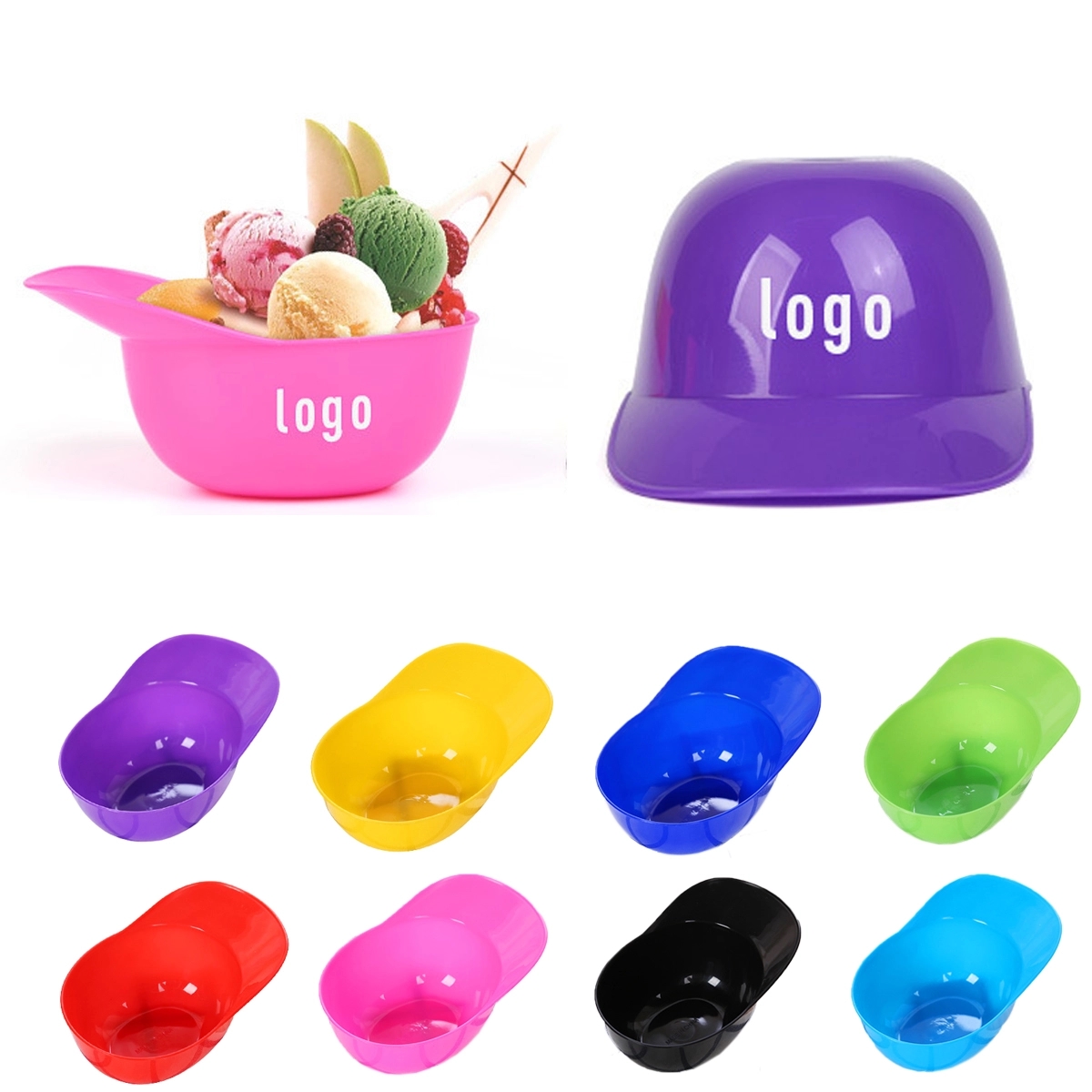 Plastic Cute Baseball Hat Ice Cream Bowl 2