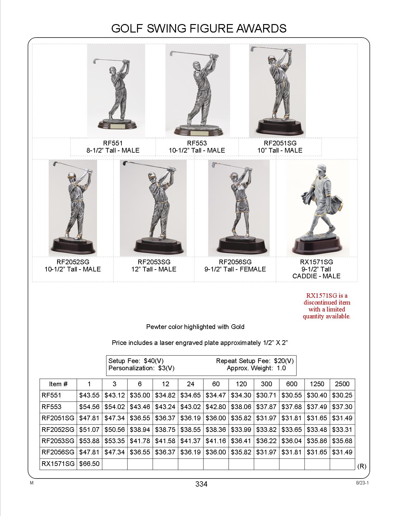 10-1/2" Tall Male Golf Figure Award 1